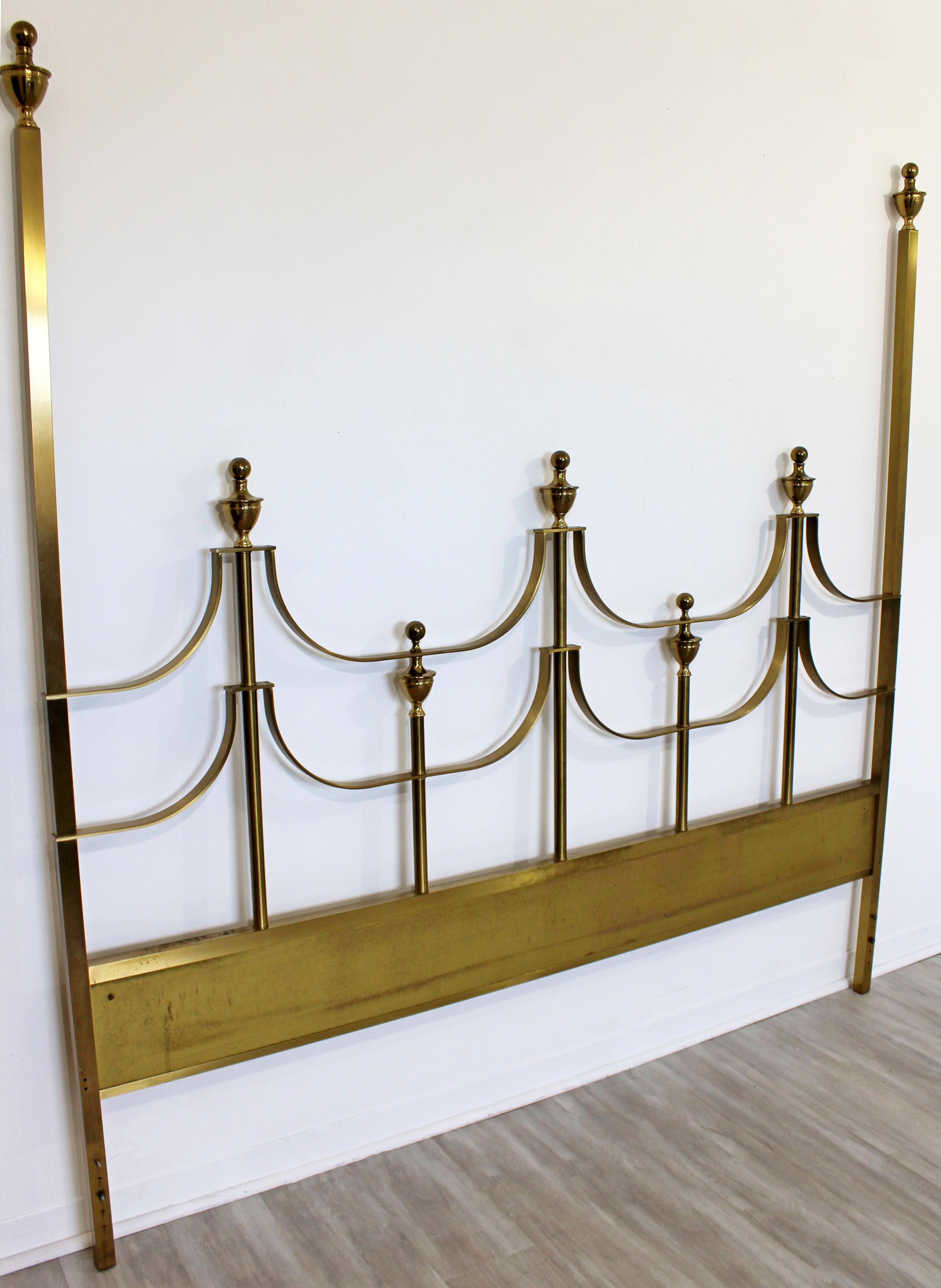 For your consideration is a spectacular, Hollywood Regency style, brass King sized headboard, by Mastercraft, circa 1970s. In very good vintage condition. The dimensions are 77.5