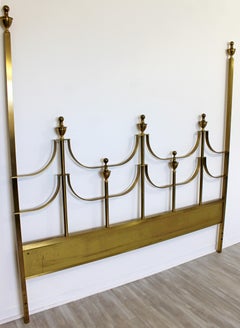 Mid-Century Modern Mastercraft Hollywood Regency Brass King Size Headboard 1970s