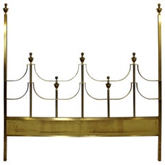 Mid-Century Modern Mastercraft Hollywood Regency Brass King Size Headboard 1970s