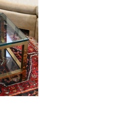 Mid Century Modern Mastercraft Style Two Tiered Brass and Glass Coffee Table