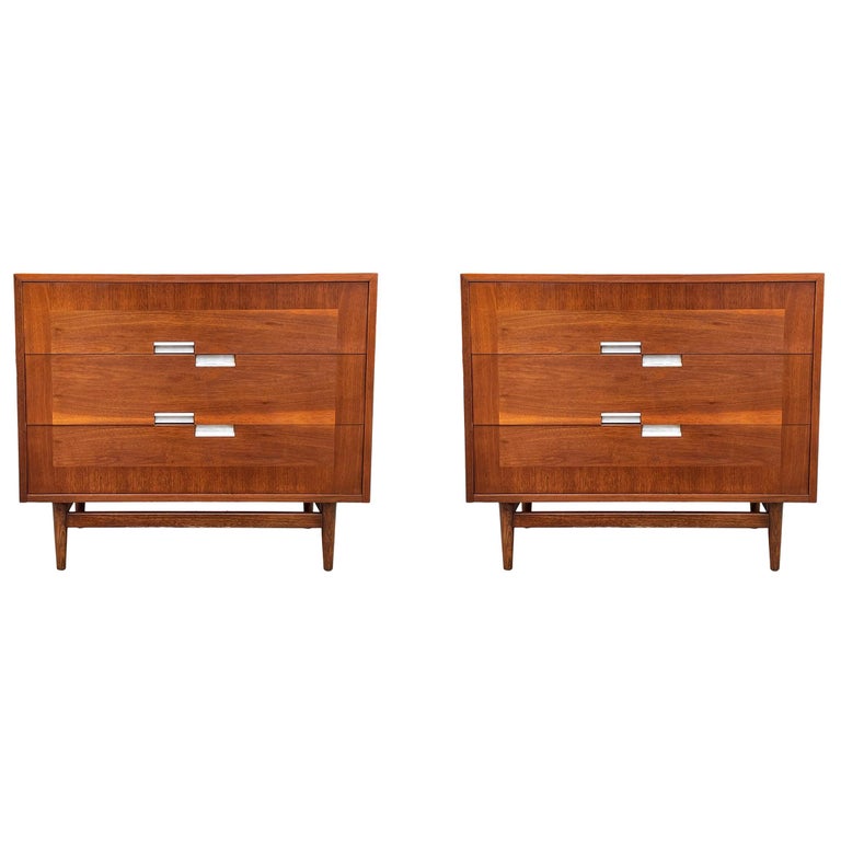 Mid-Century Modern Matching Pair of Chests, Commodes or Large Night Stands For Sale