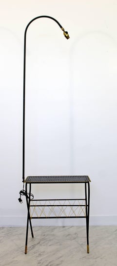 Mid-Century Modern Mathieu Mategot Magazine Rack Lamp Table, France, 1950s