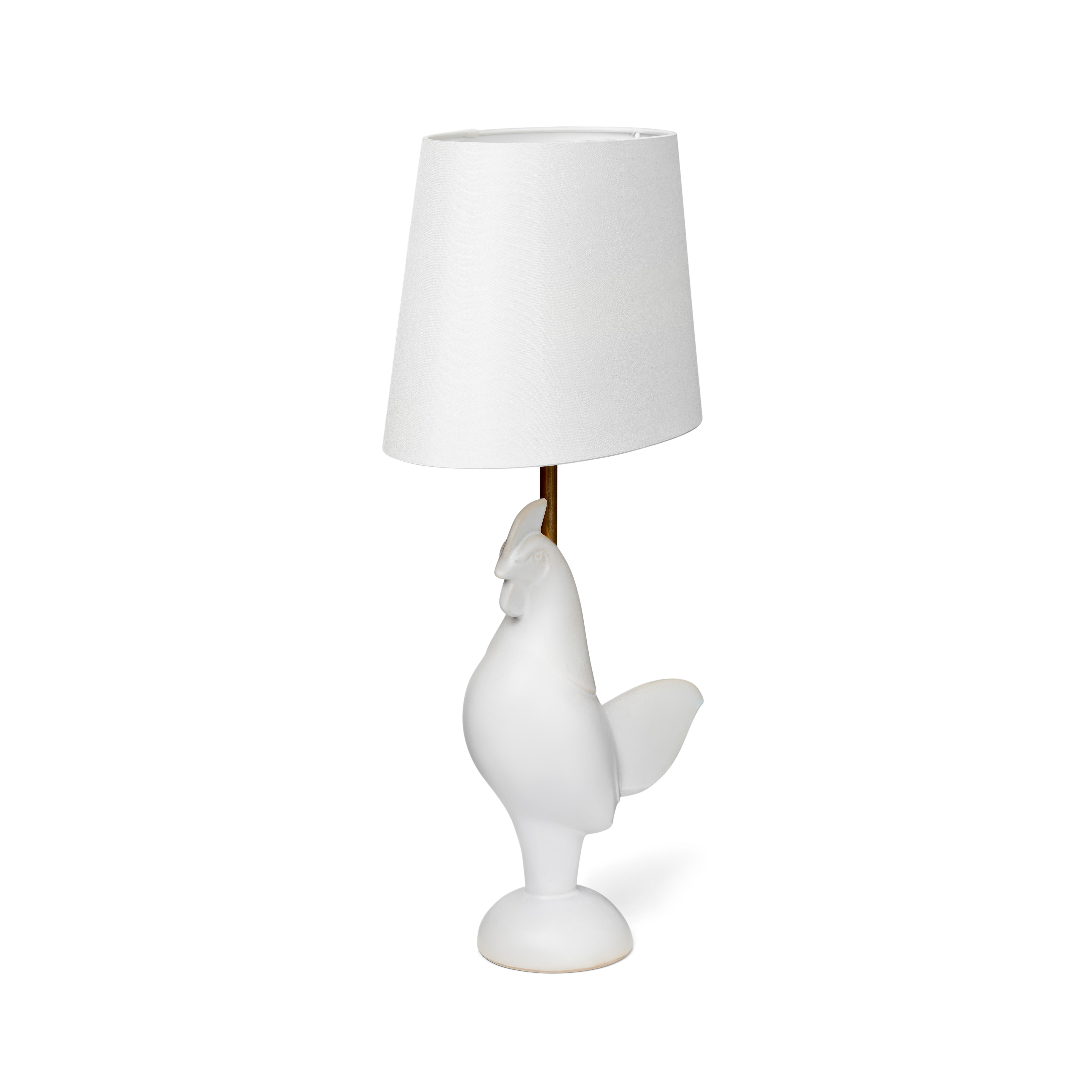 Matt glazed ceramic table lamp in the form of a chicken, signed to base Poterie Perigourdine.