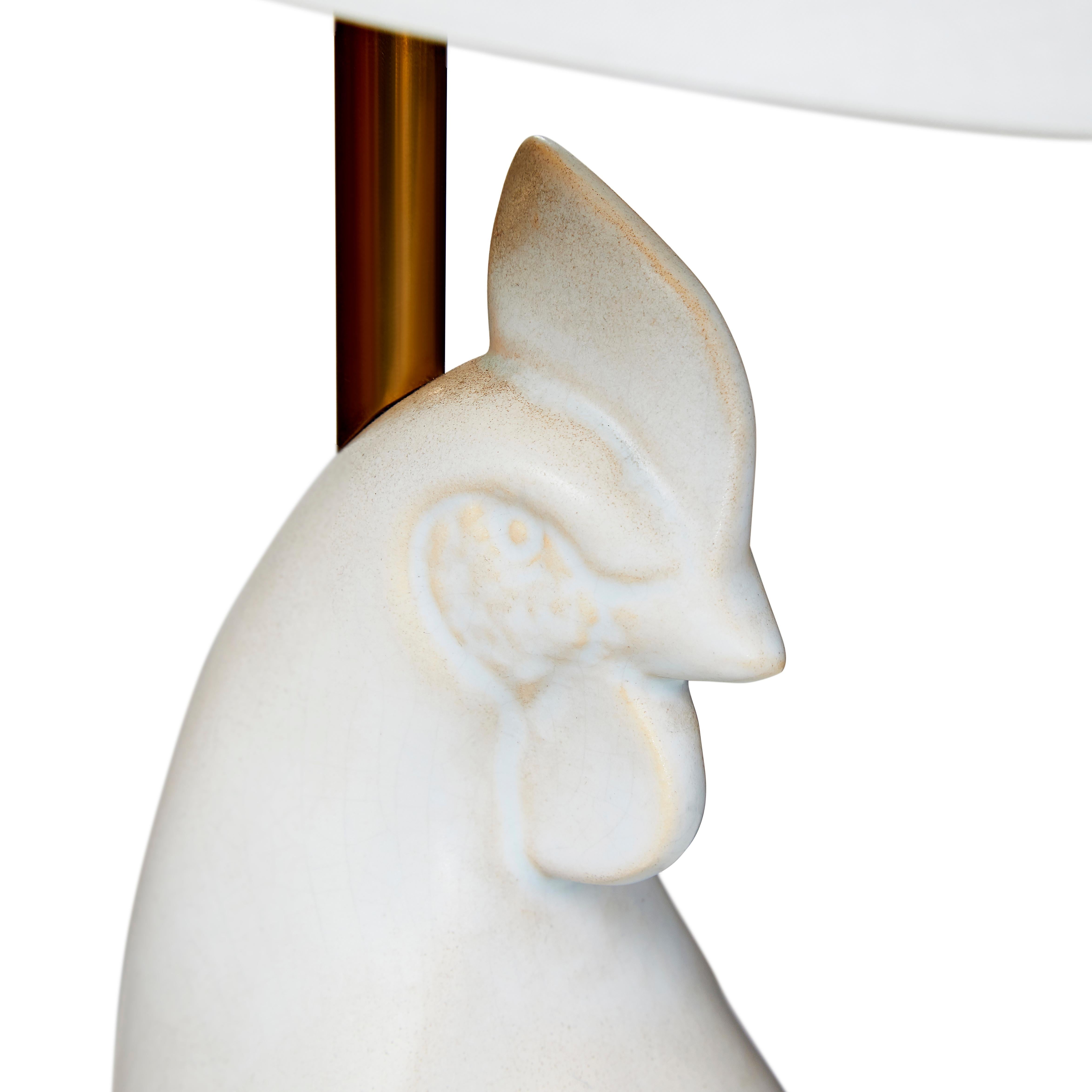 French Mid-Century Modern Matt Glazed Ceramic Table Lamp