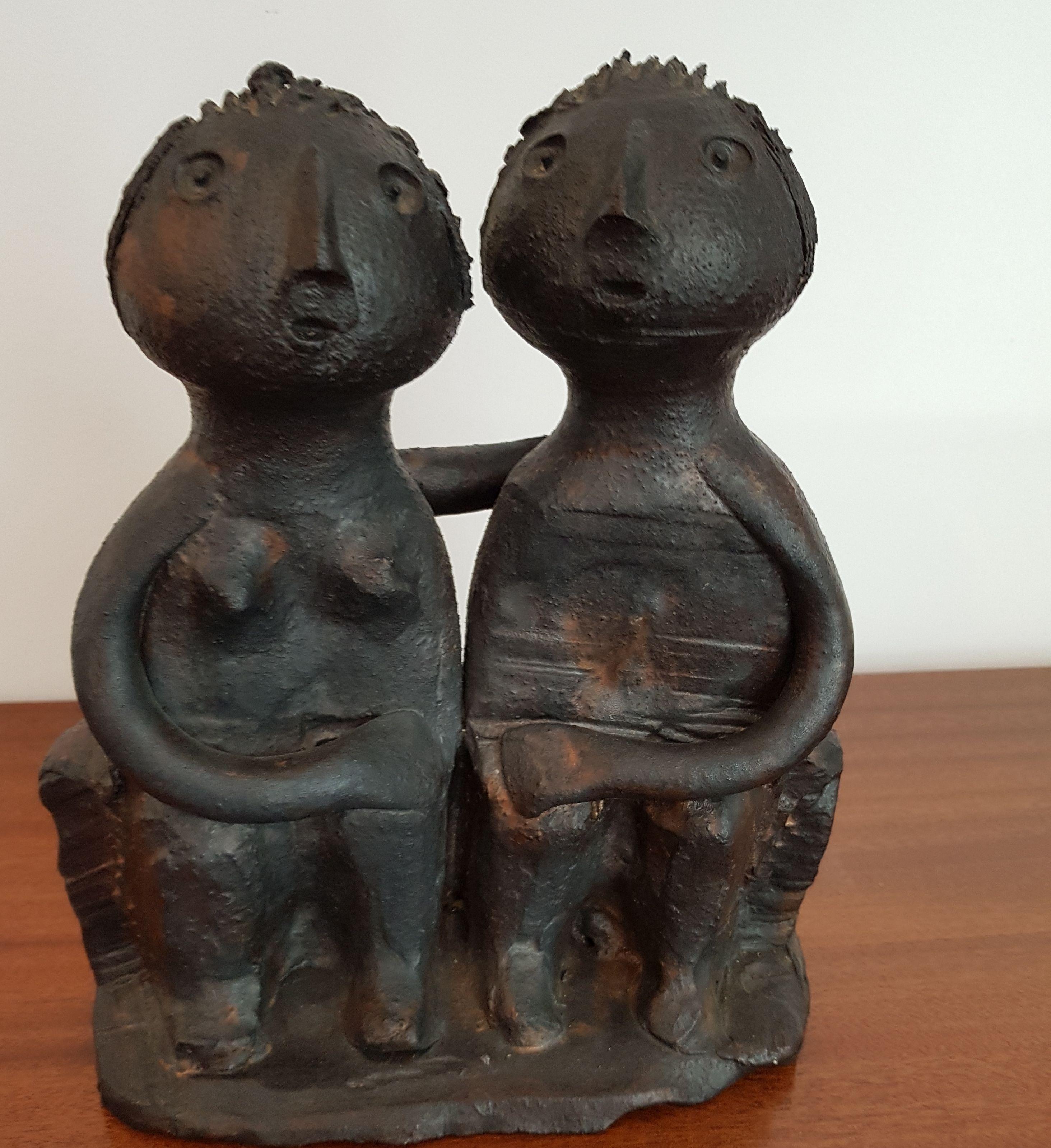 French Mid-Century Modern Matt Glazed Sculptural Group by Dominic Pouchain For Sale
