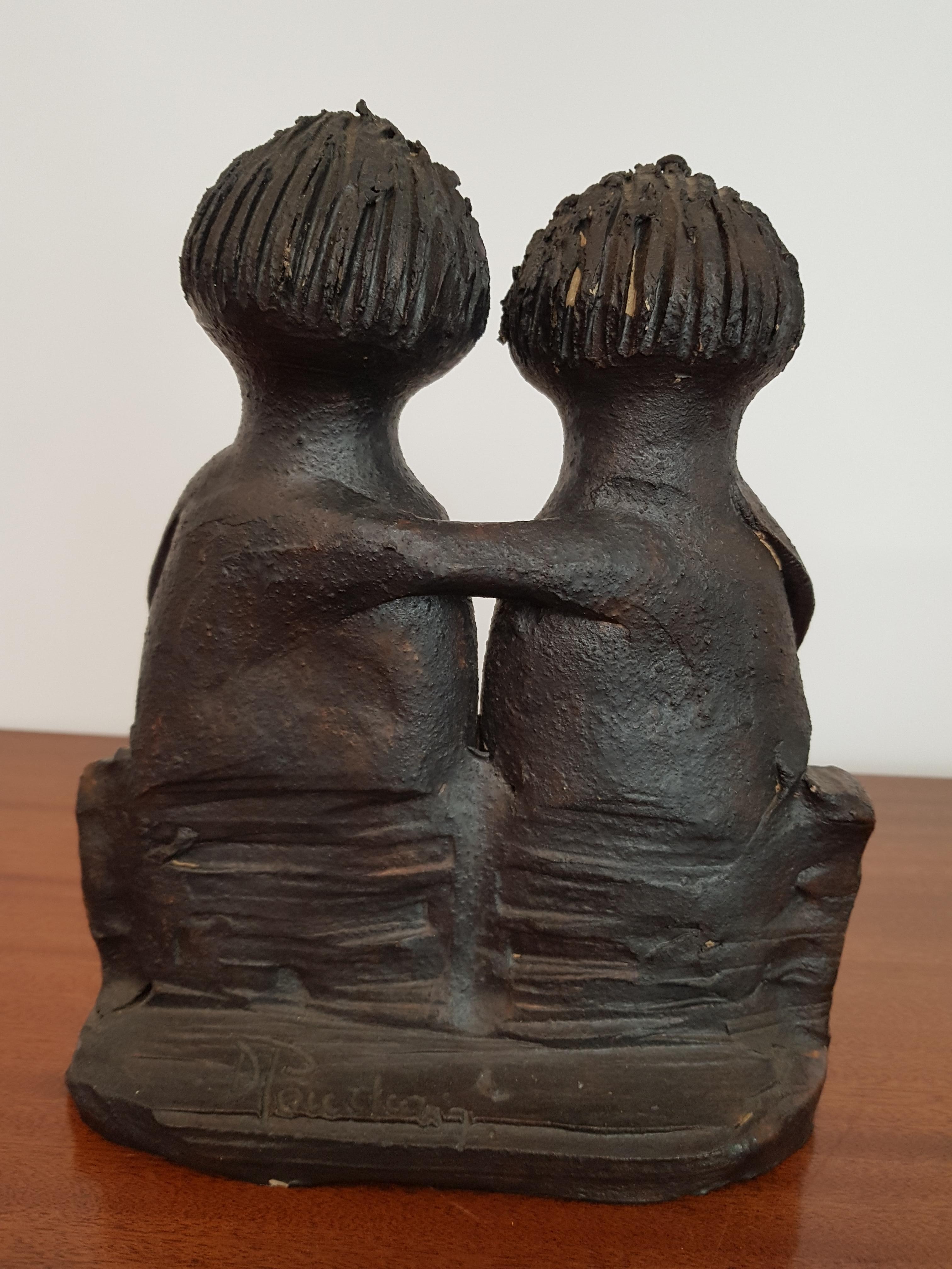 Mid-Century Modern Matt Glazed Sculptural Group by Dominic Pouchain In Good Condition For Sale In London, GB