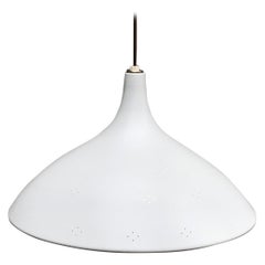 Mid-Century Modern Matte White Round Pendant Light, 1960s