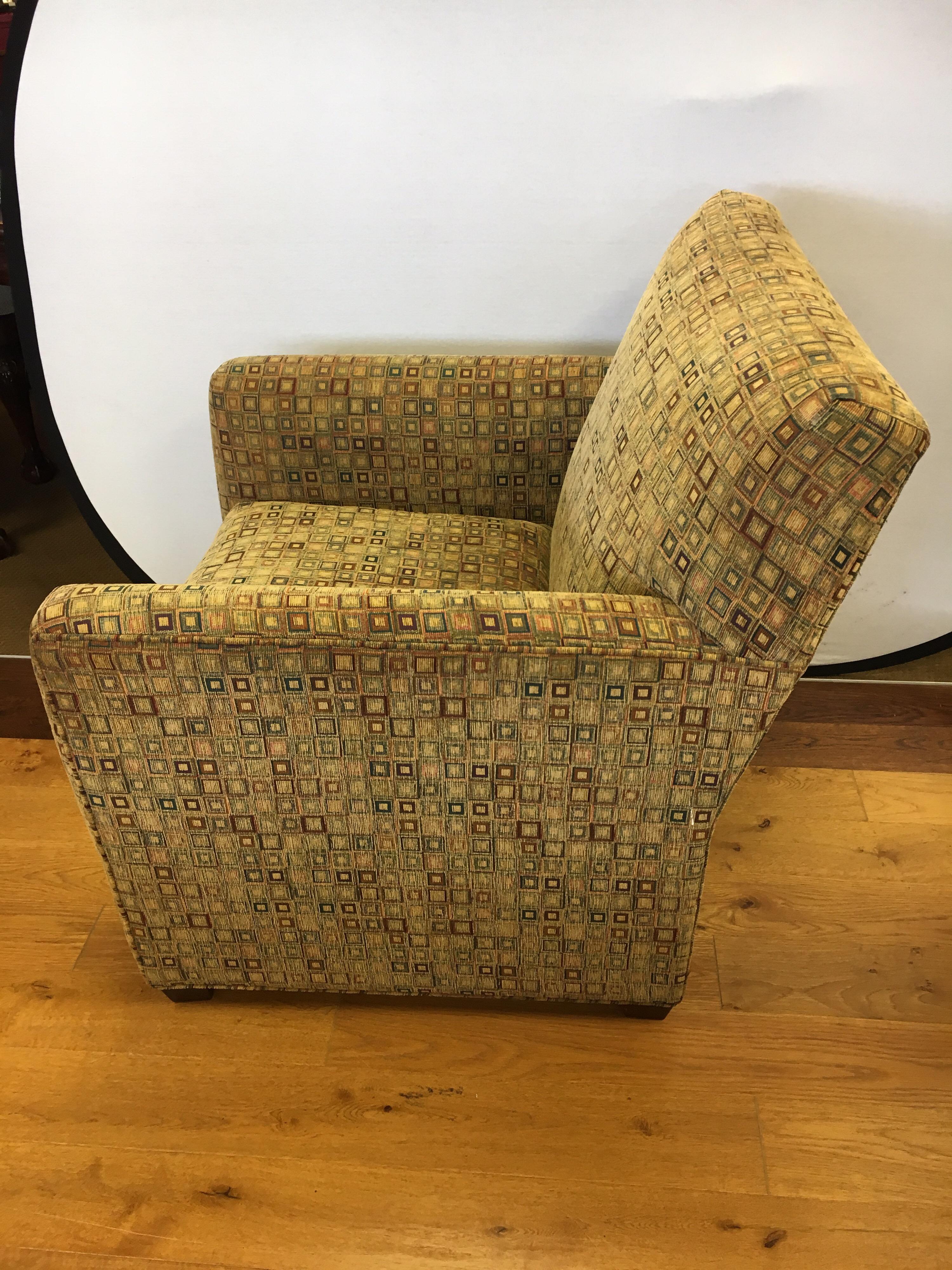Fabric Mid-Century Modern Maurice Villency Chair and Matching Ottoman