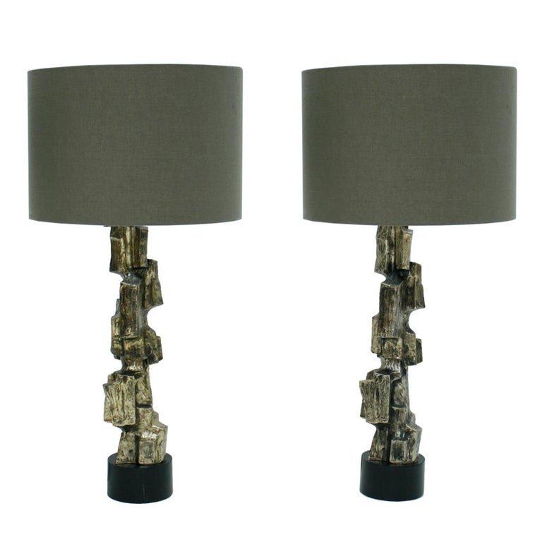 Mid Century Modern Maurizio Tempestini Pair Of Brutalist Table Lamps
