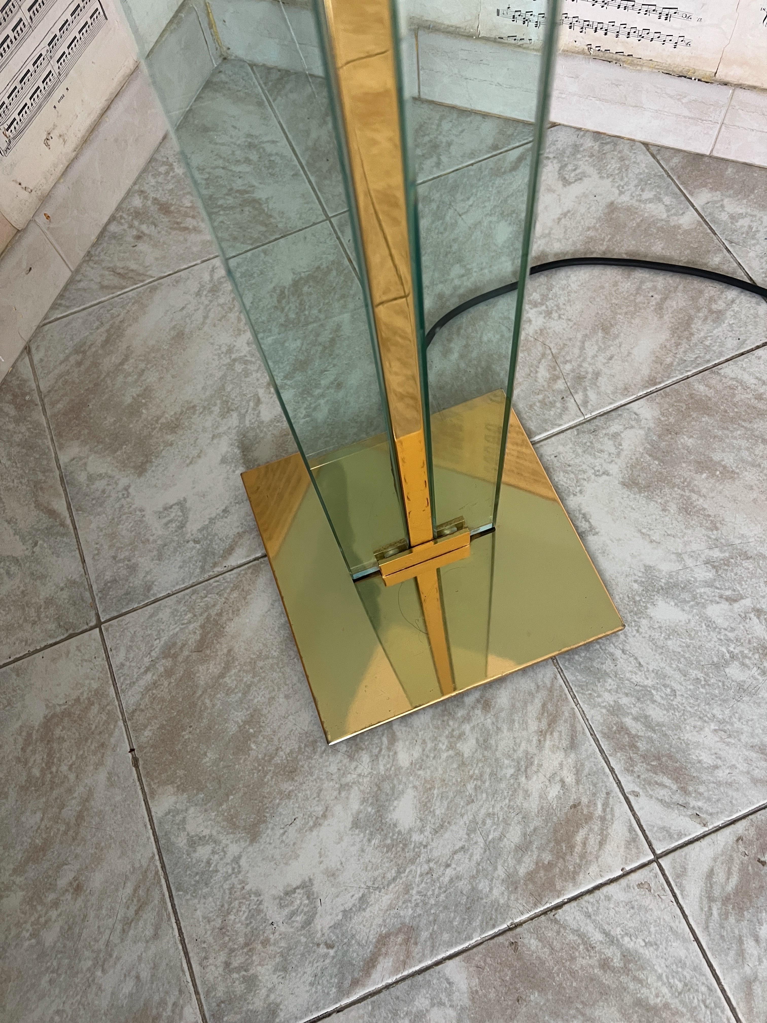Mid Century Modern Mauro Martini Glass and Brass Floor Lamp, Italy, 1970s For Sale 6