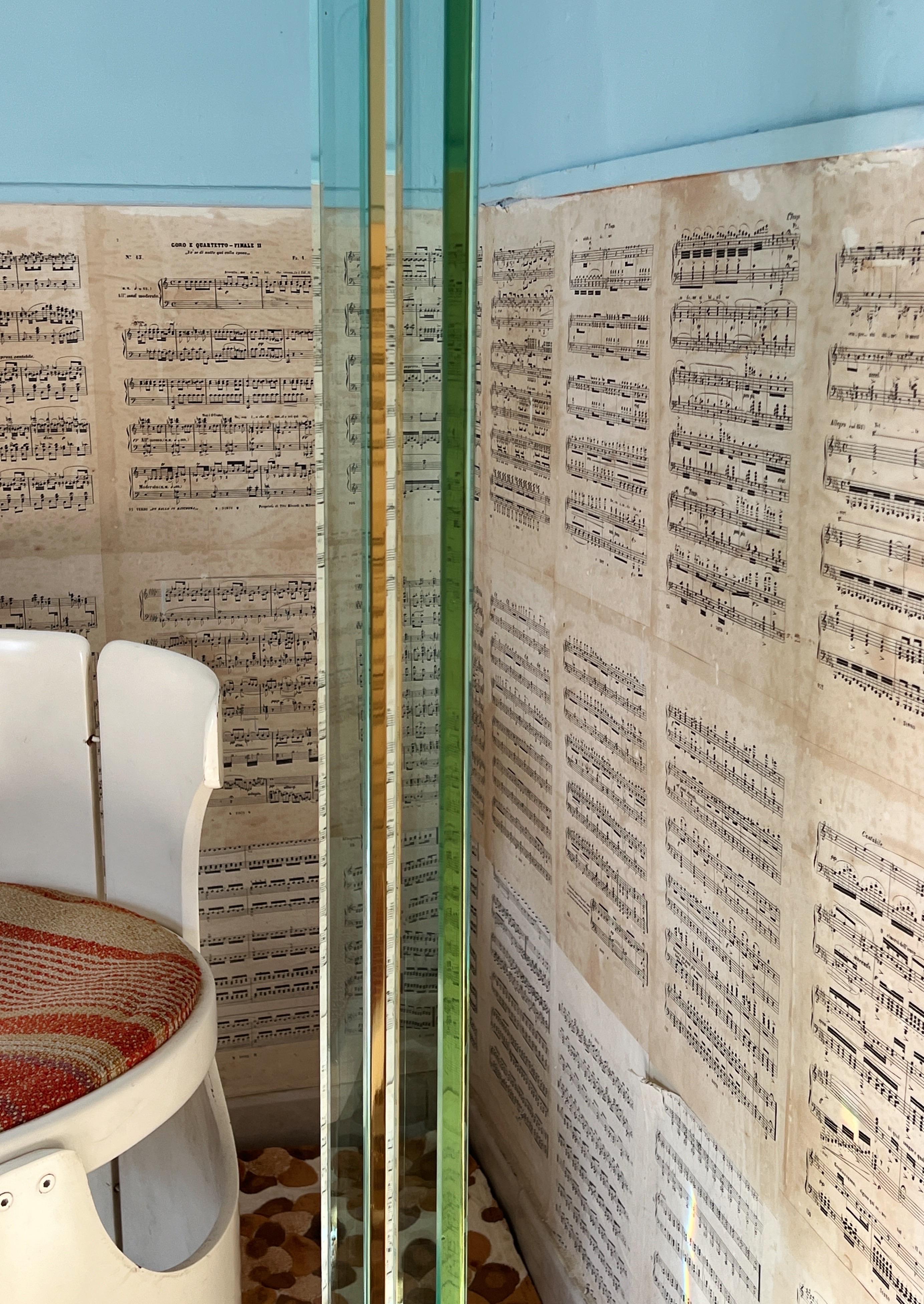 Mid Century Modern Mauro Martini Glass and Brass Floor Lamp, Italy, 1970s For Sale 9