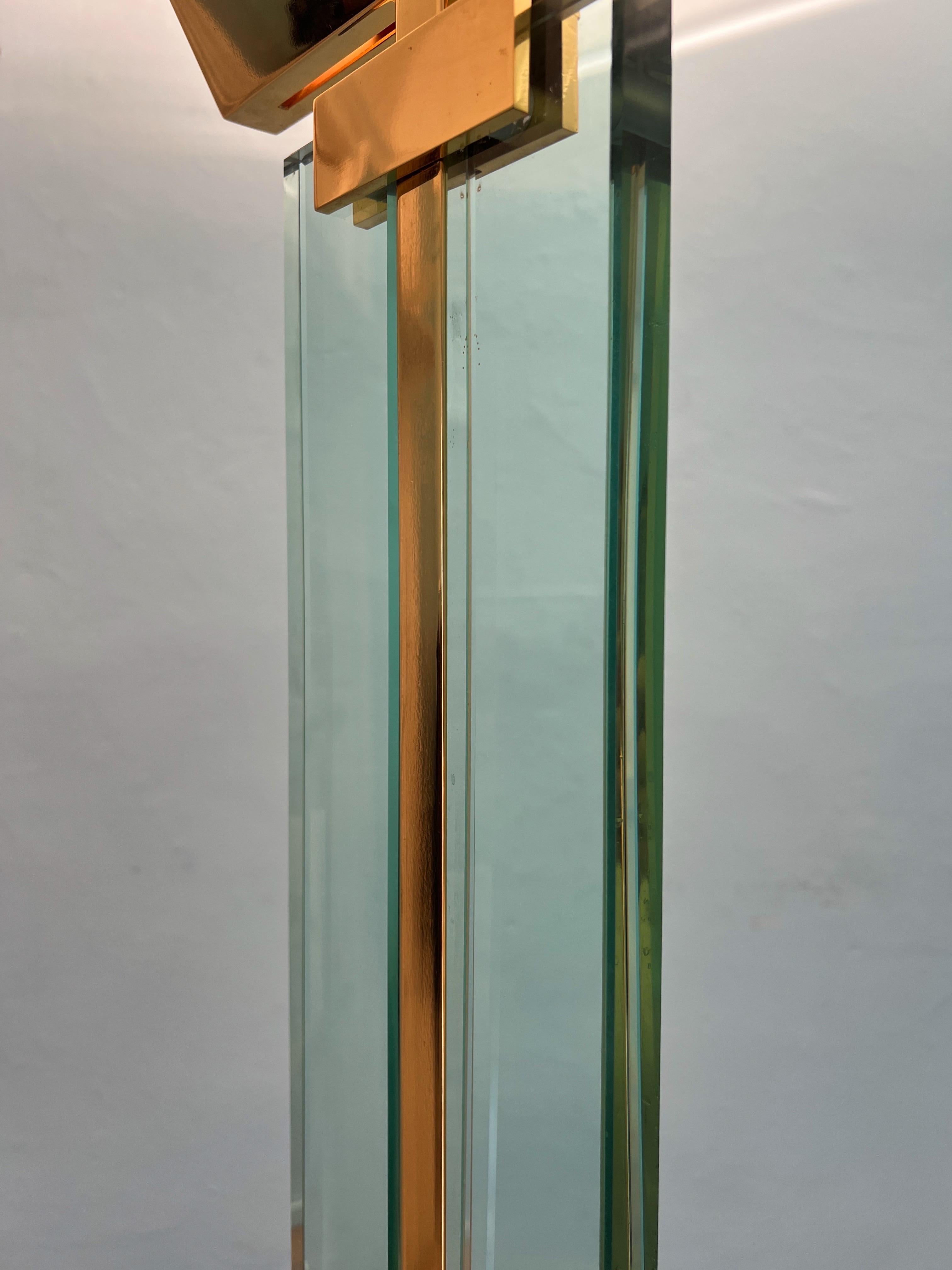 20th Century Mid Century Modern Mauro Martini Glass and Brass Floor Lamp, Italy, 1970s For Sale