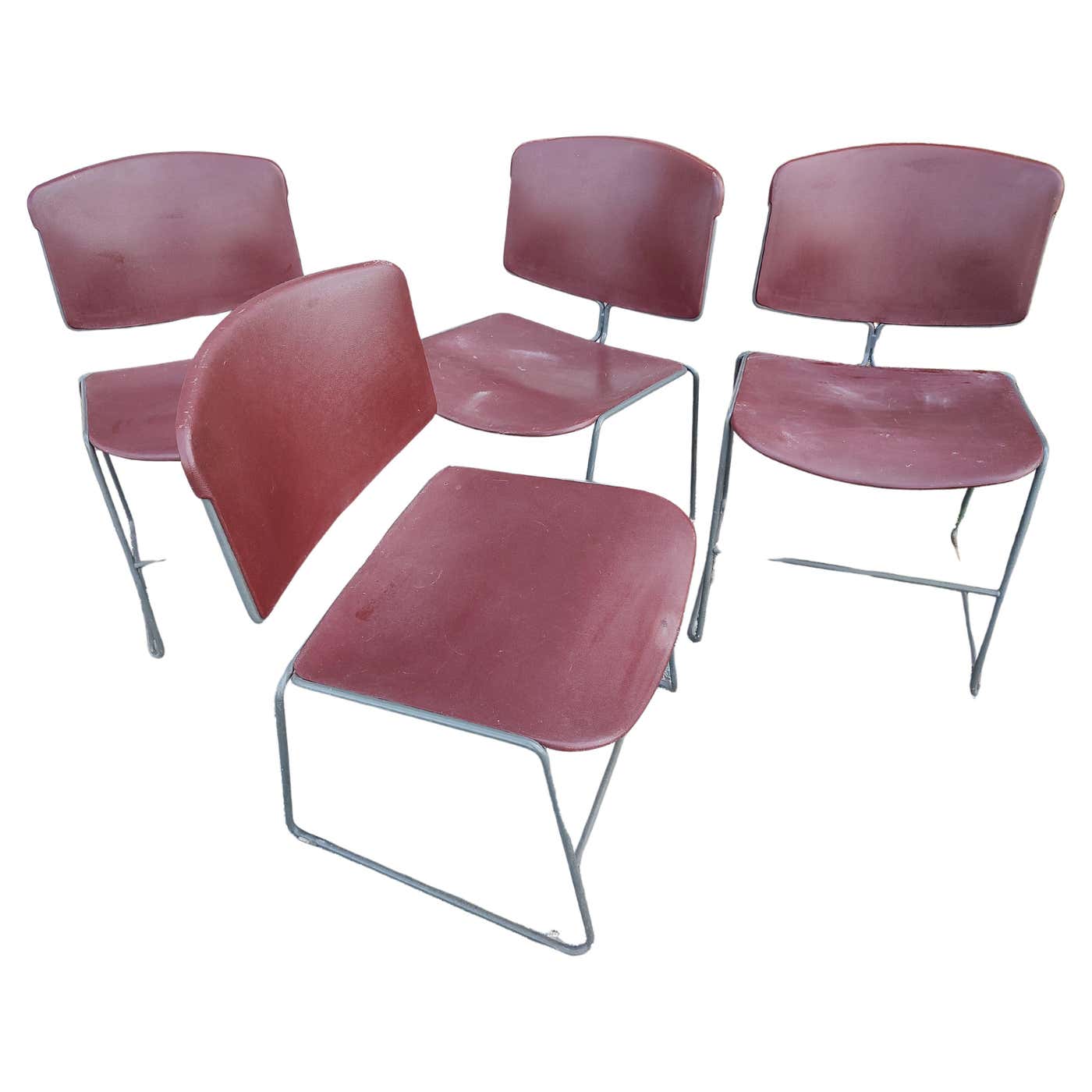 Mid-Century Modern Max Stacker Steelcase Stacking Chairs Set of 4 at ...