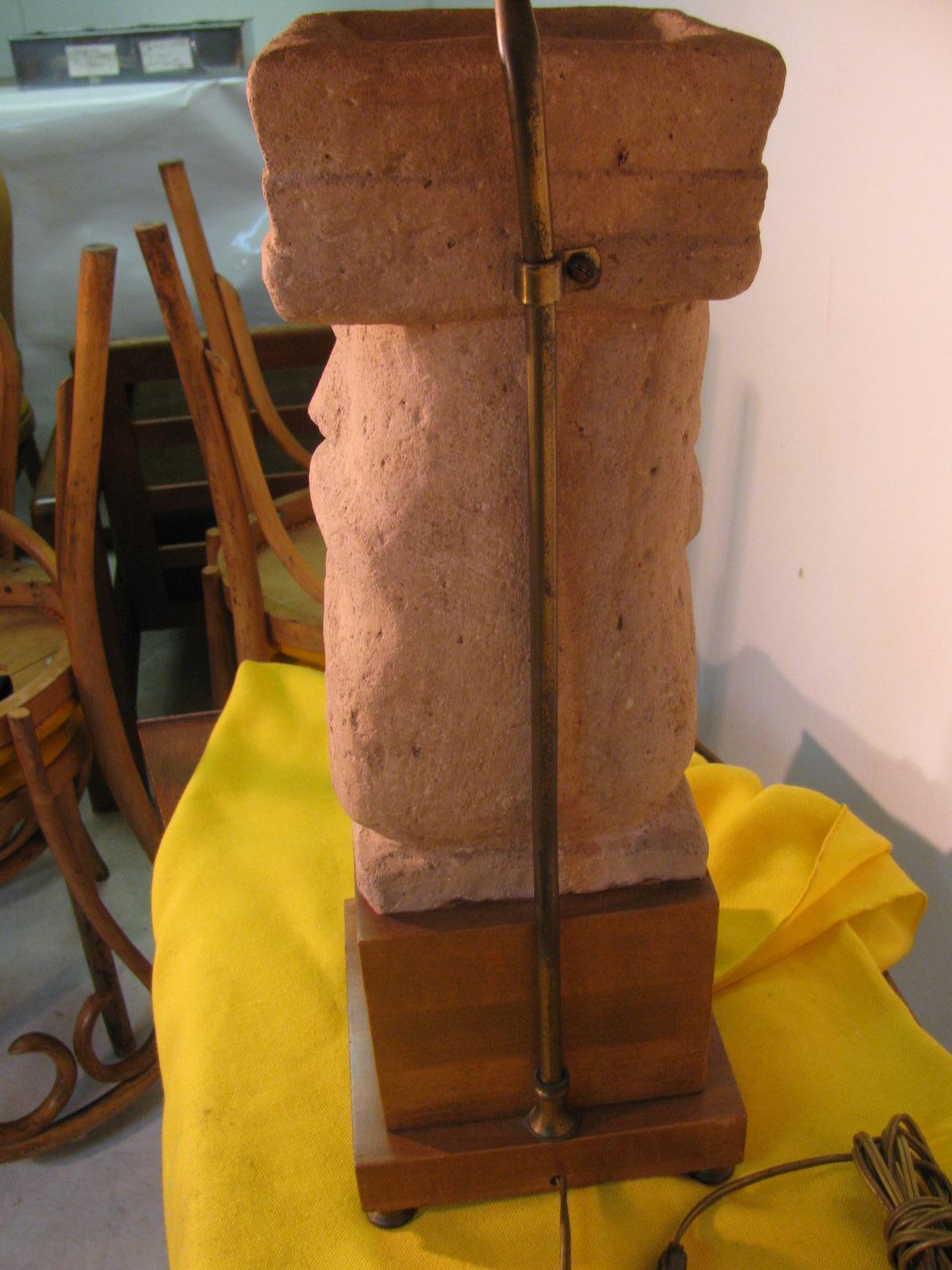 Mid-Century Modern Mayan Cast Stone Figural Table Lamp 3