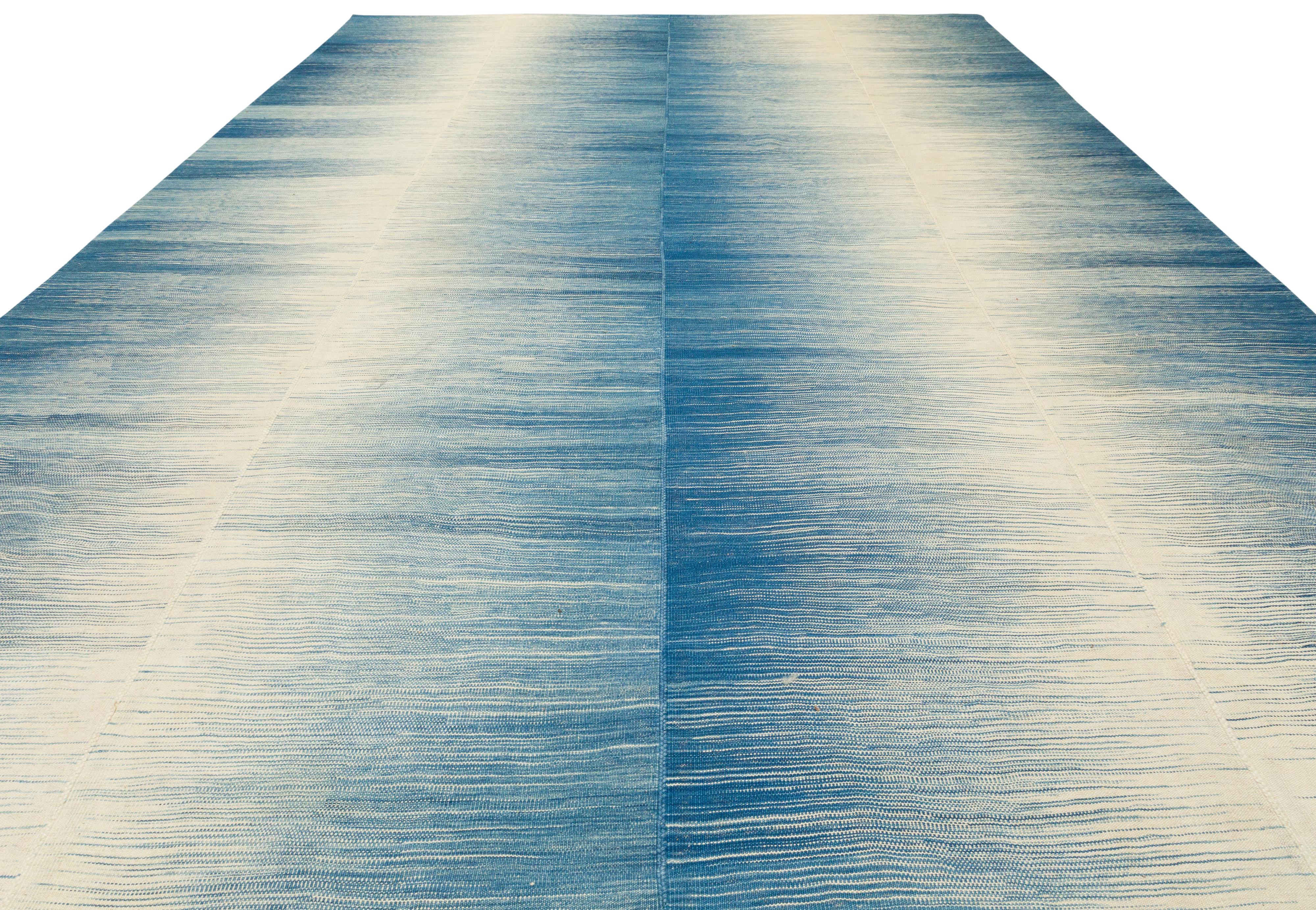 Mid-Century Modern Maznadran Flatweave Rug For Sale 1