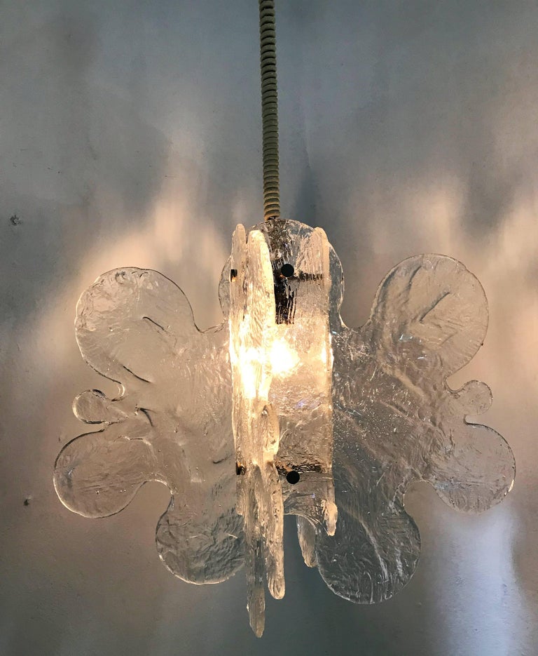 Mid-Century Modern Mazzega Chandelier in Clear Murano Glass by Carlo Nason For Sale 3