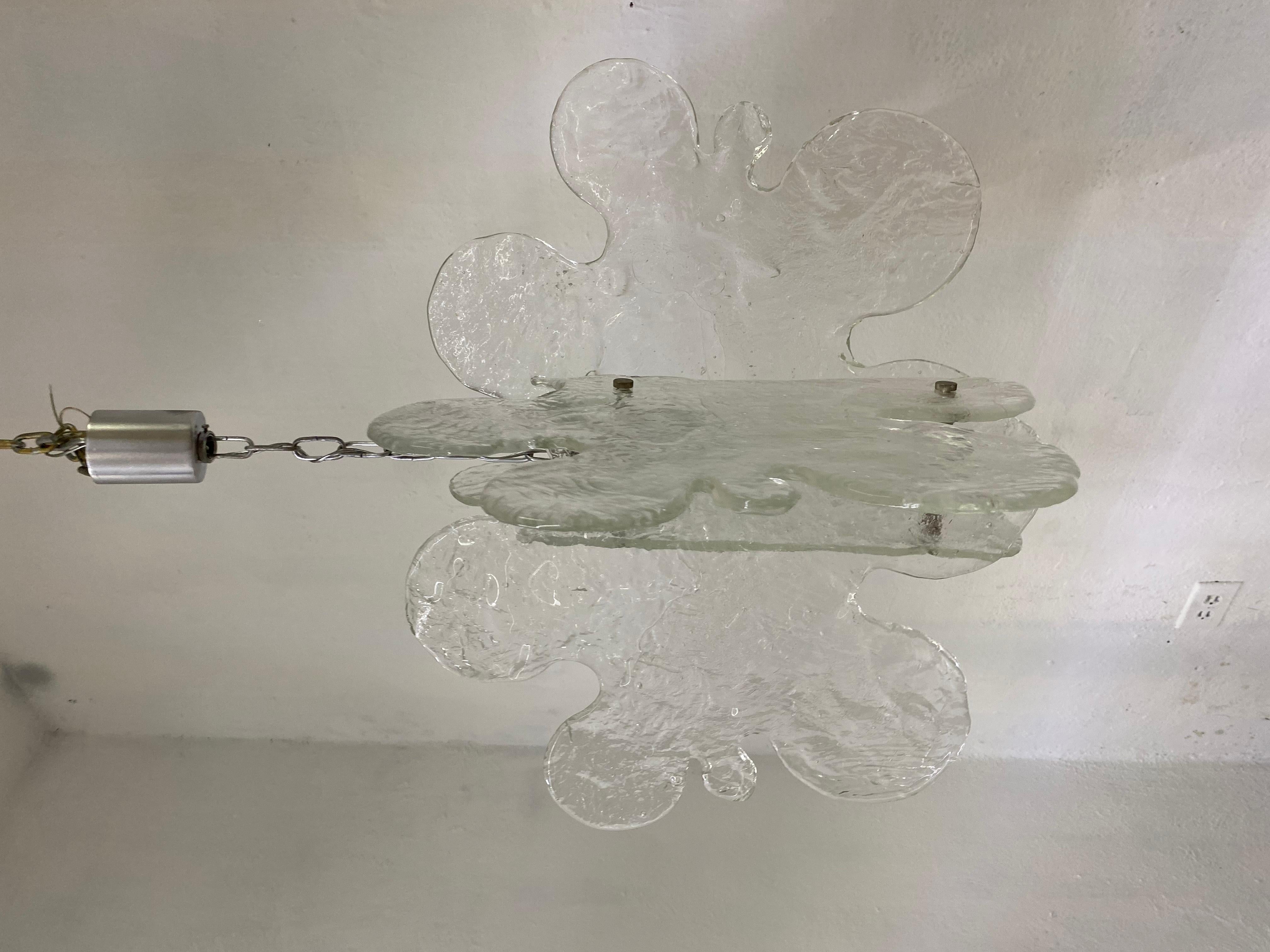 Italian Mid-Century Modern Mazzega Chandelier in Clear Murano Glass by Carlo Nason For Sale