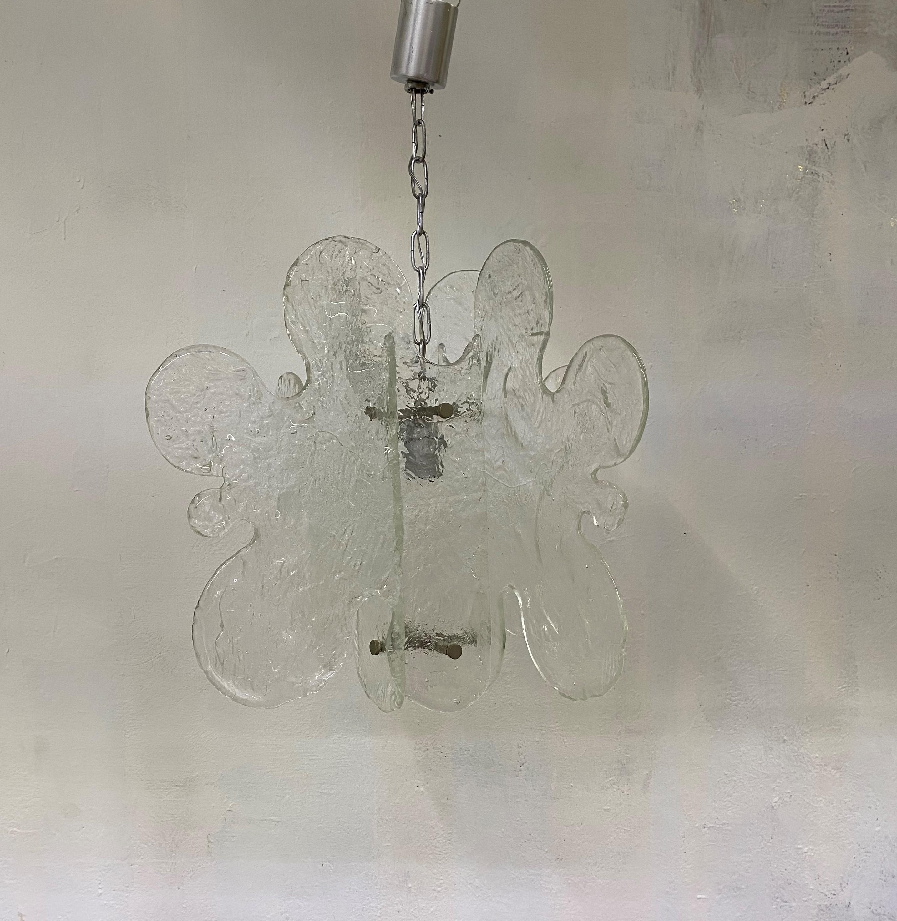 Mid-Century Modern Mazzega Chandelier in Clear Murano Glass by Carlo Nason For Sale 2