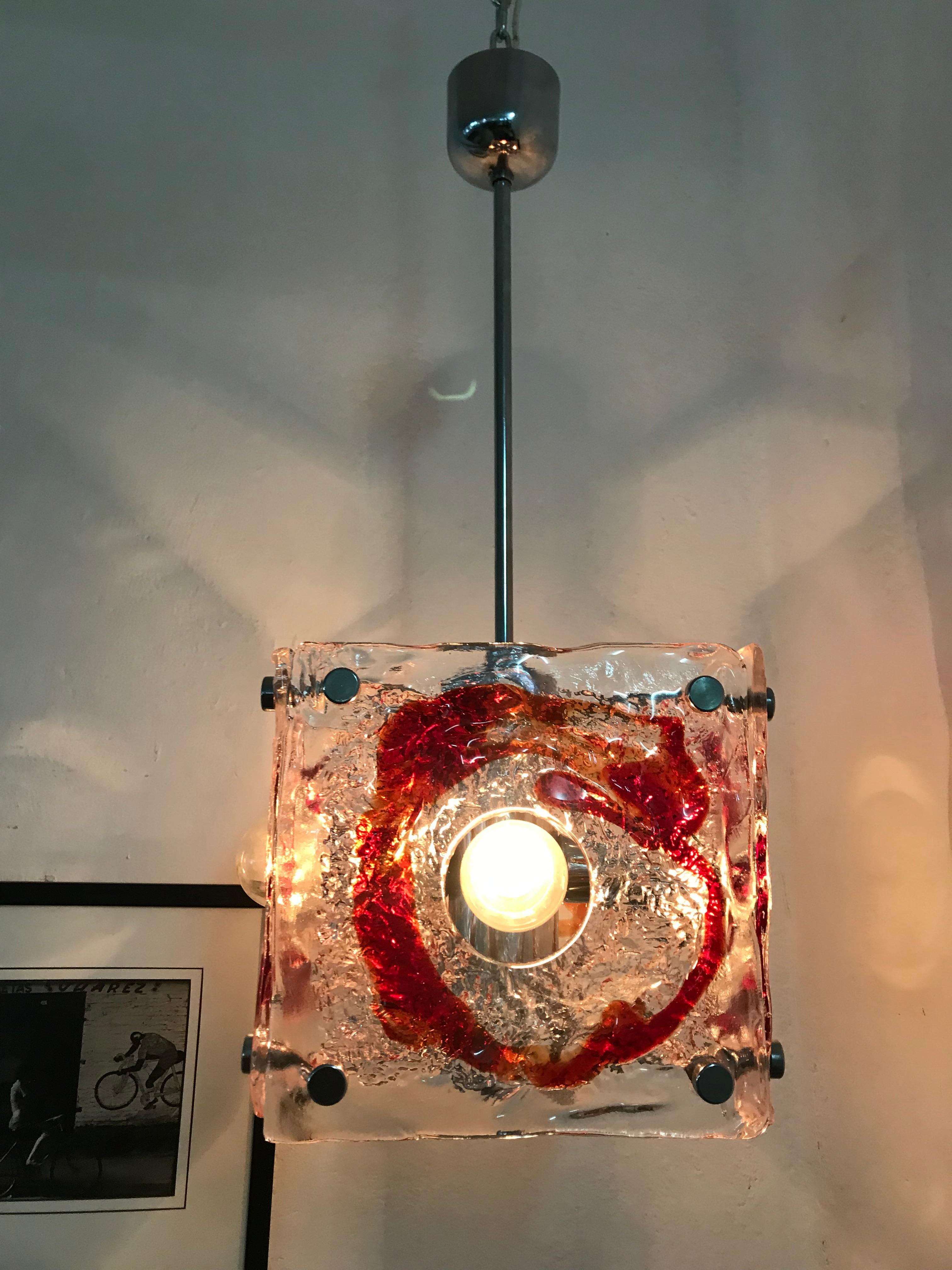 Lampadario Mazzega Murano in vetro di metà secolo, circa 1960 In condizioni buone in vendita a Merida, Yucatan