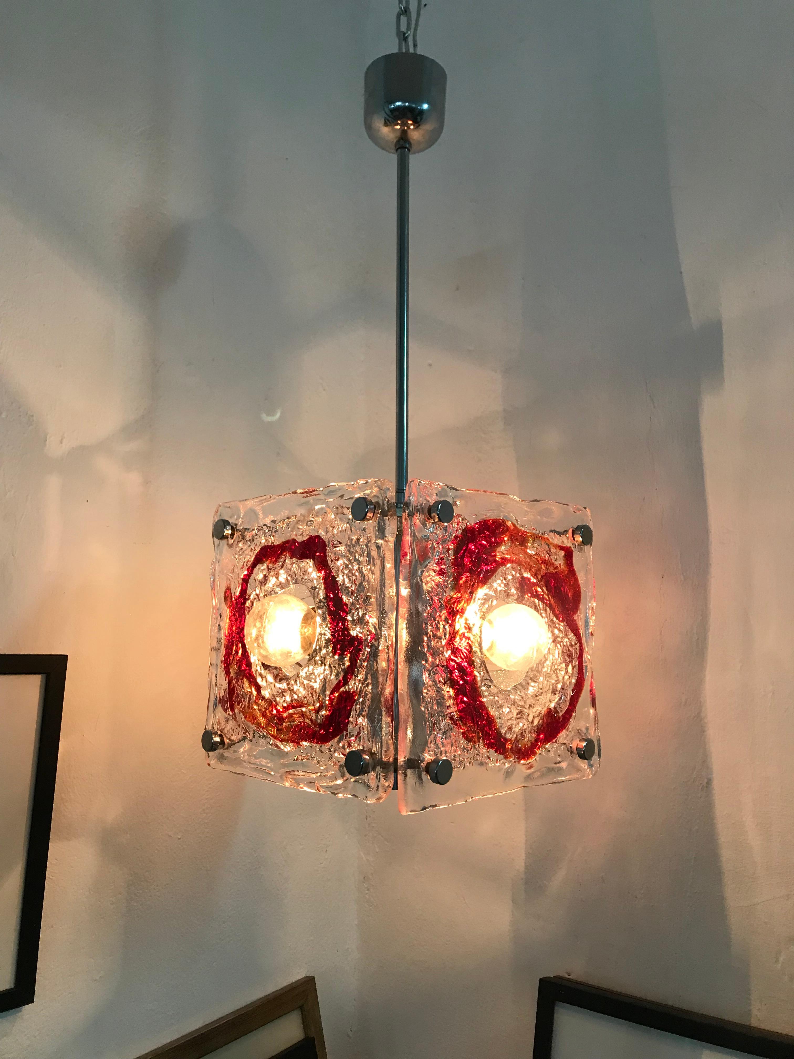 XX secolo Lampadario Mazzega Murano in vetro di metà secolo, circa 1960 in vendita