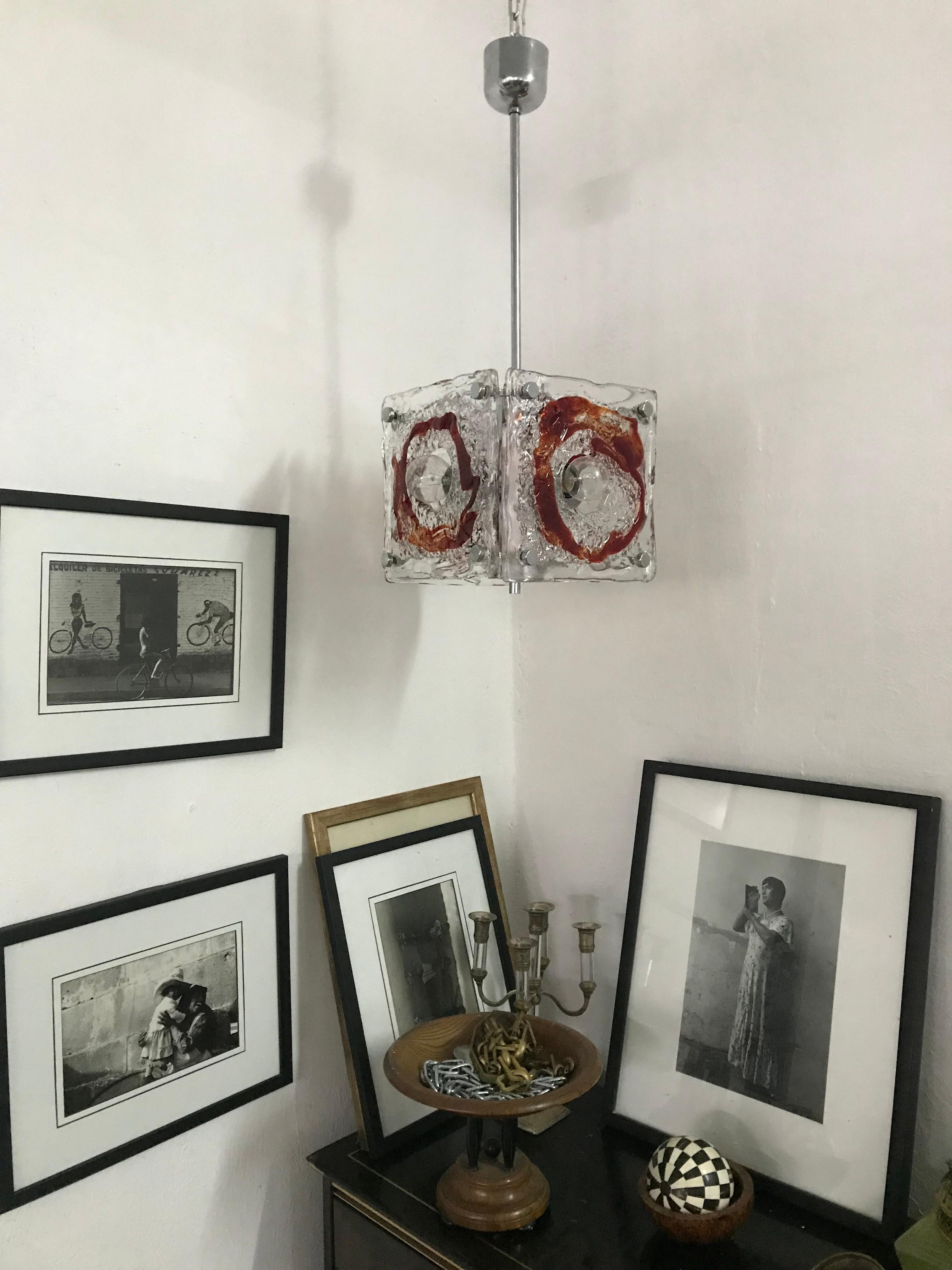 Vetro soffiato Lampadario Mazzega Murano in vetro di metà secolo, circa 1960 in vendita
