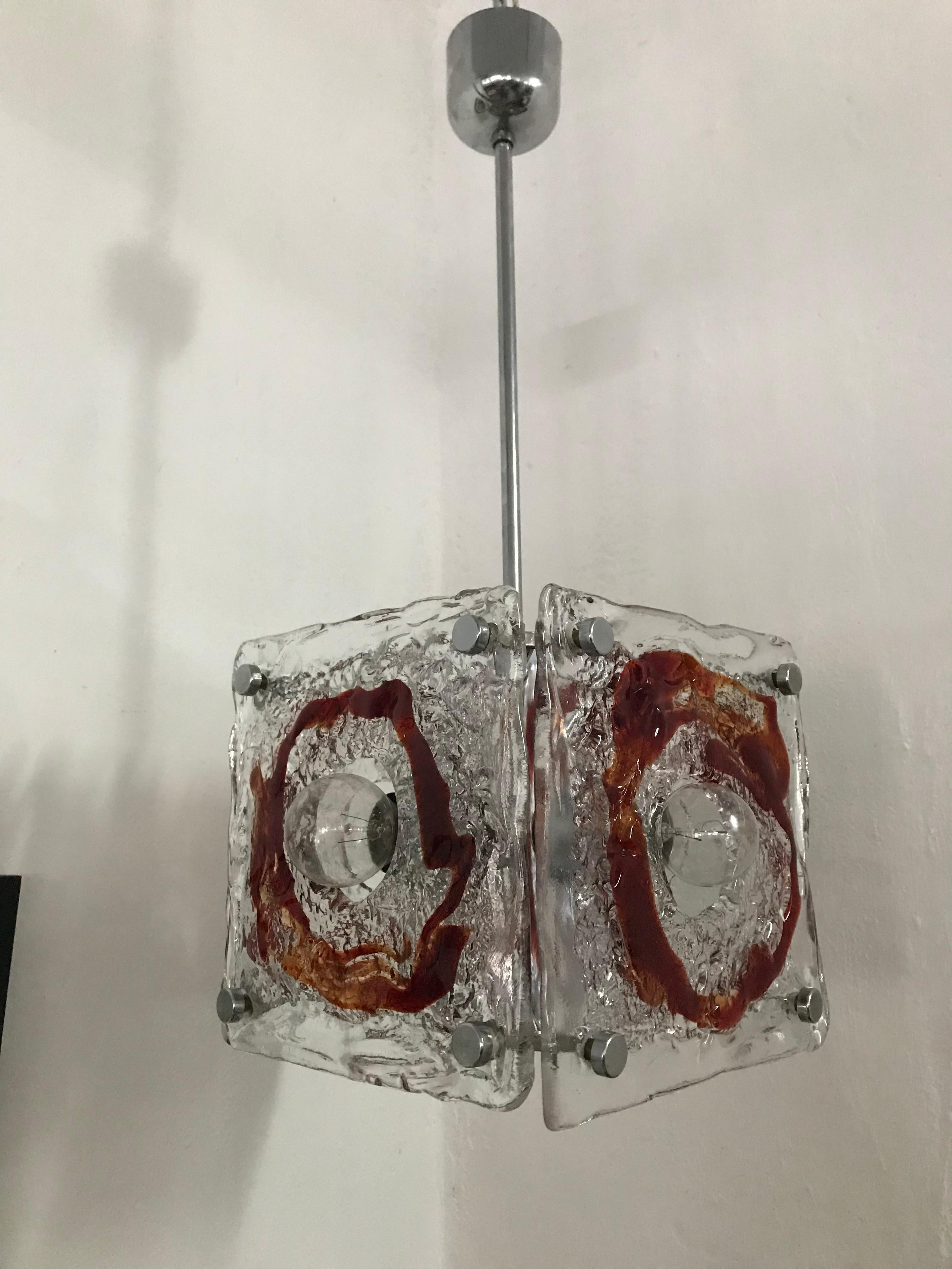 Lampadario Mazzega Murano in vetro di metà secolo, circa 1960 in vendita 1