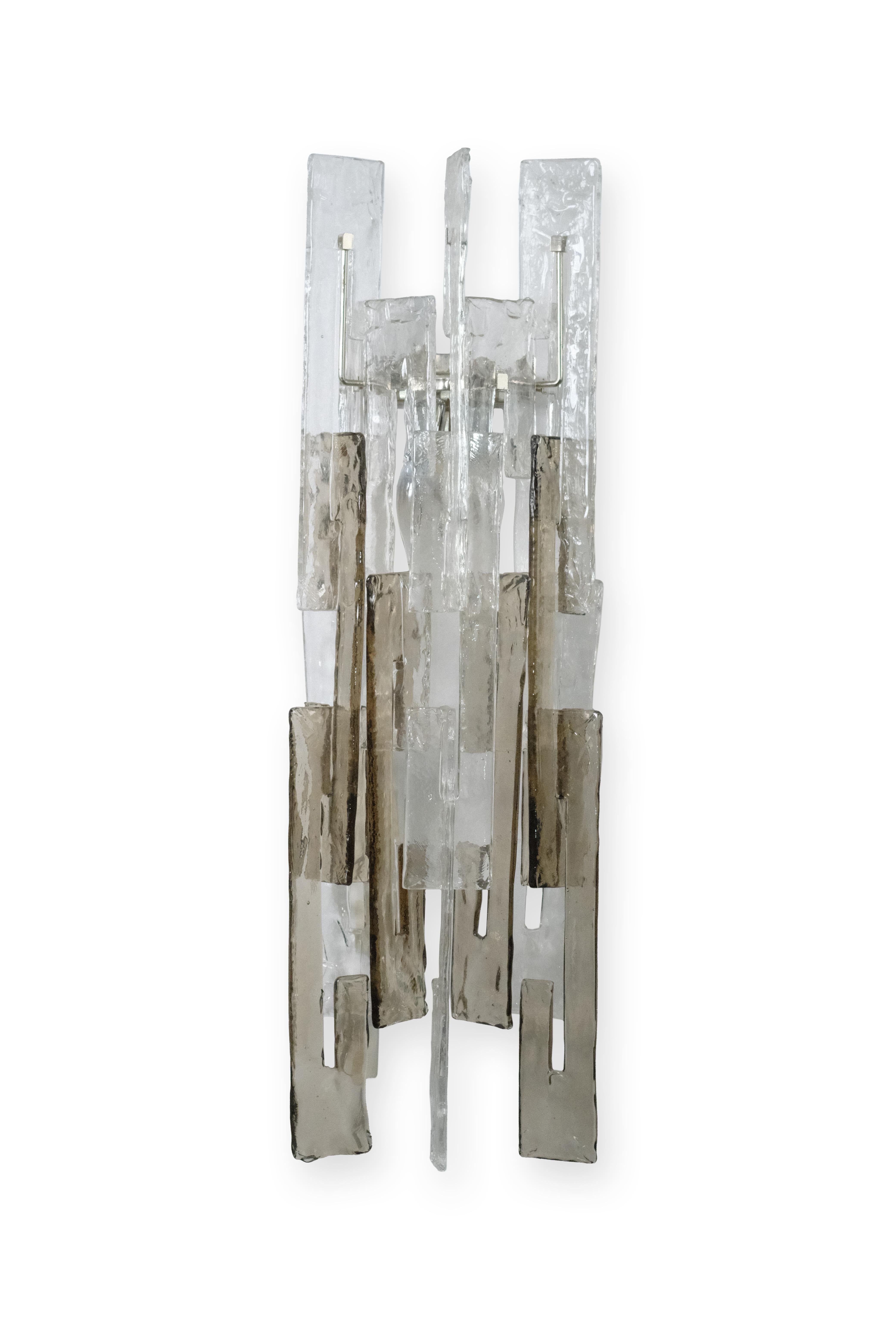 Apliques italianos modernos de mediados de siglo Mazzega - Elementos de cristal de Murano entrelazados Pulido en venta