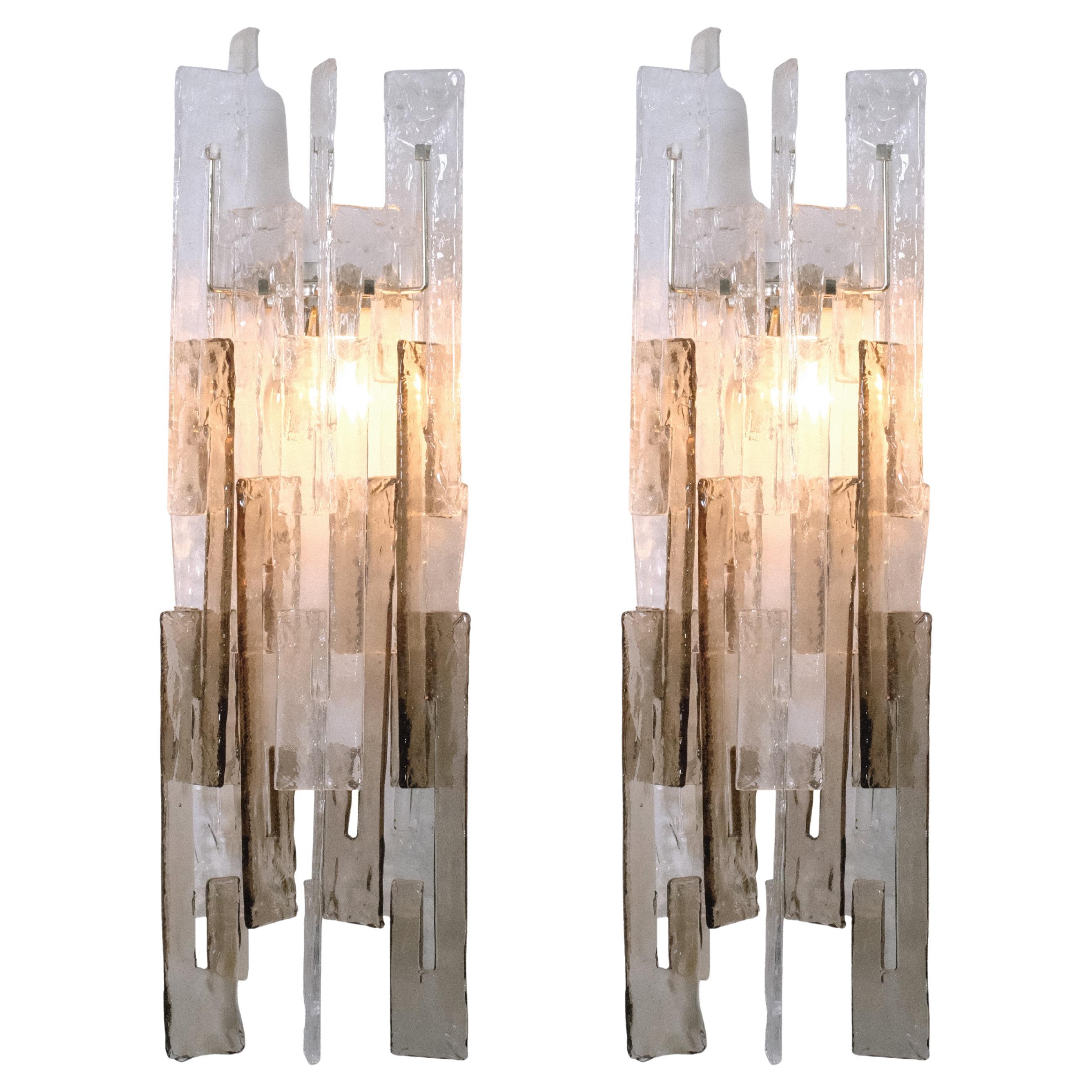 Mid-Century Modern Mazzega Italian Sconces - Interlocking Murano Glass Elements
