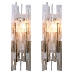 Mid-Century Modern Mazzega Italian Sconces - Interlocking Murano Glass Elements