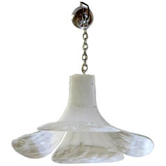 Mid-Century Modern Mazzega Vetri Murano Glass Chandelier Bullicante Petals 1960s