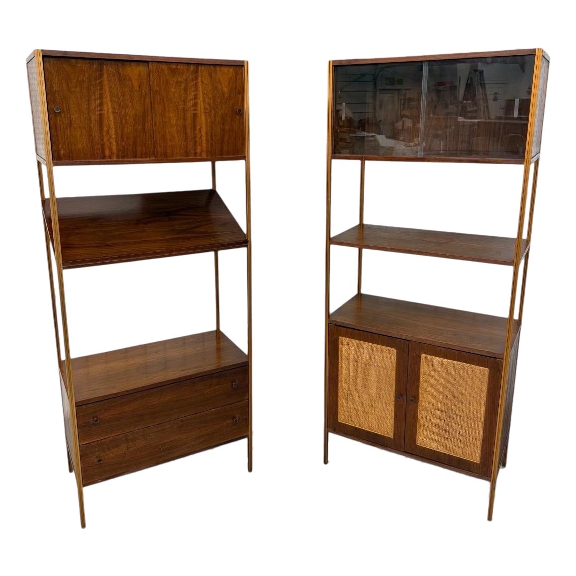 Mid-Century Modern Mccobb Style Walnut Shelving Units - Set of 2