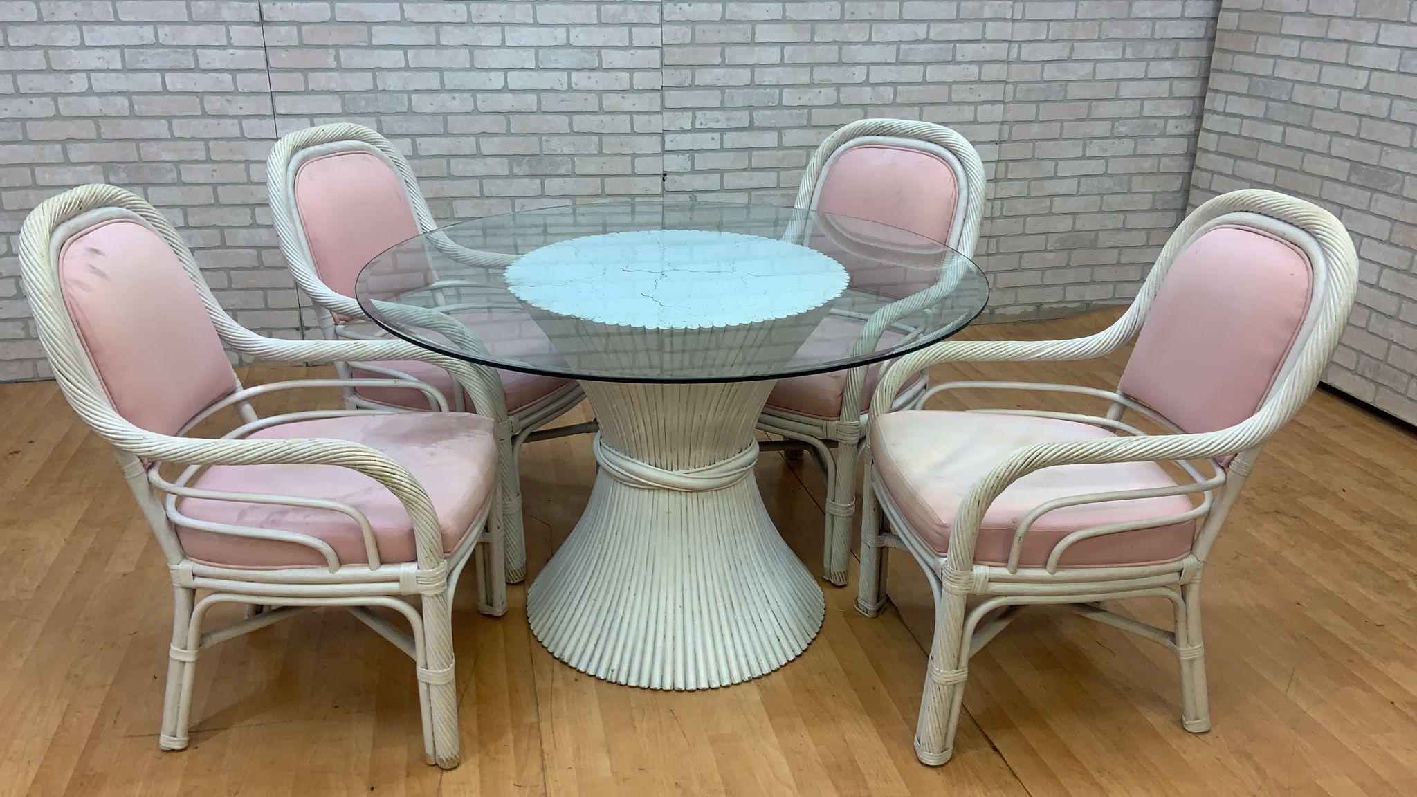 Mid-Century Modern McGuire Cane, 6 Piece Dining Set For Sale 5