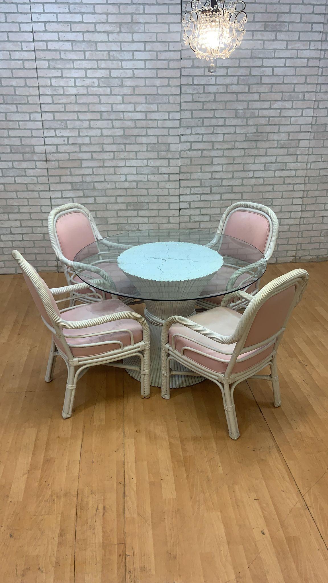 Mid-Century Modern McGuire Cane, 6 Piece Dining Set For Sale 6