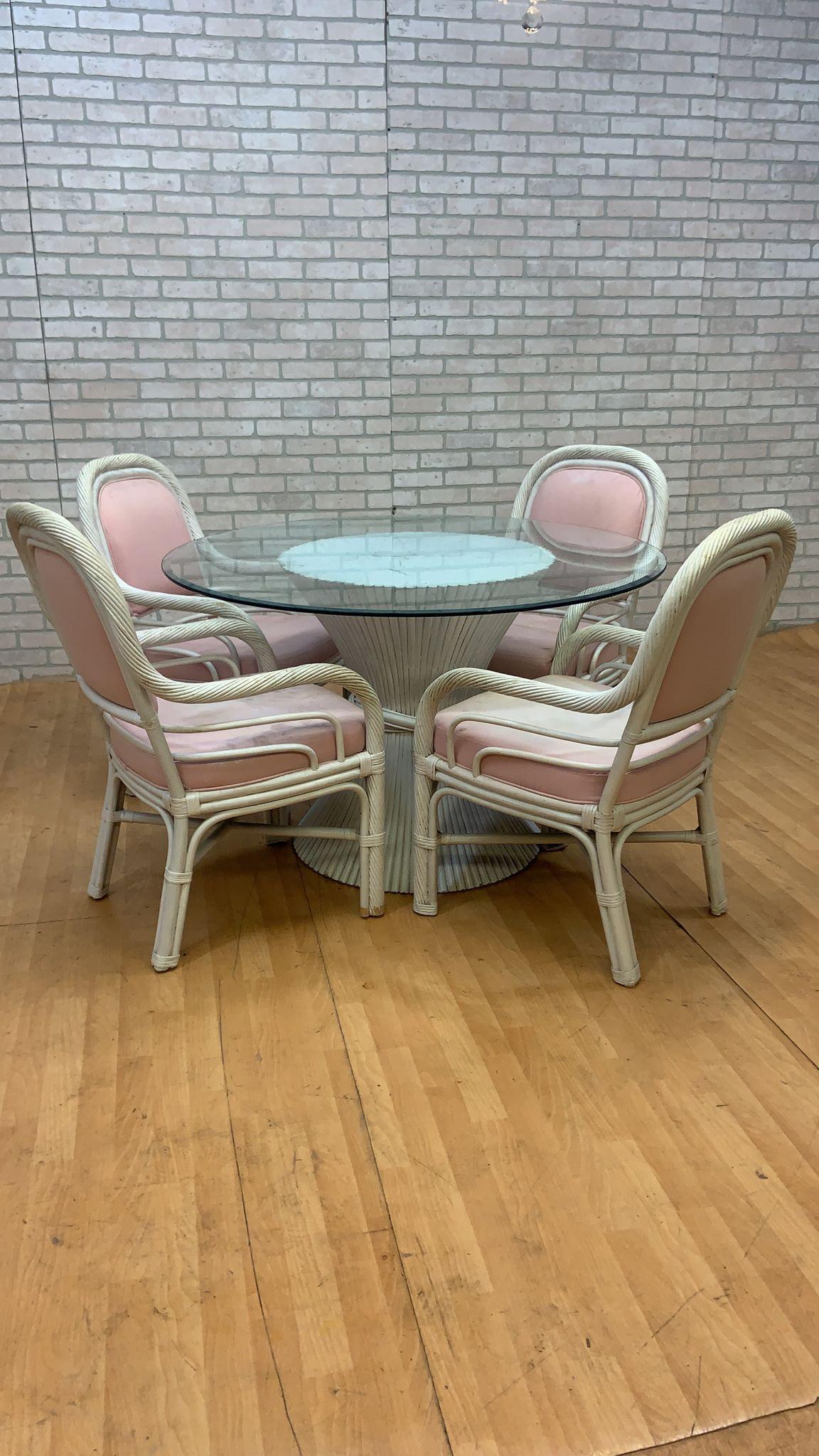 Mid-Century Modern McGuire Cane, 6 Piece Dining Set For Sale 7