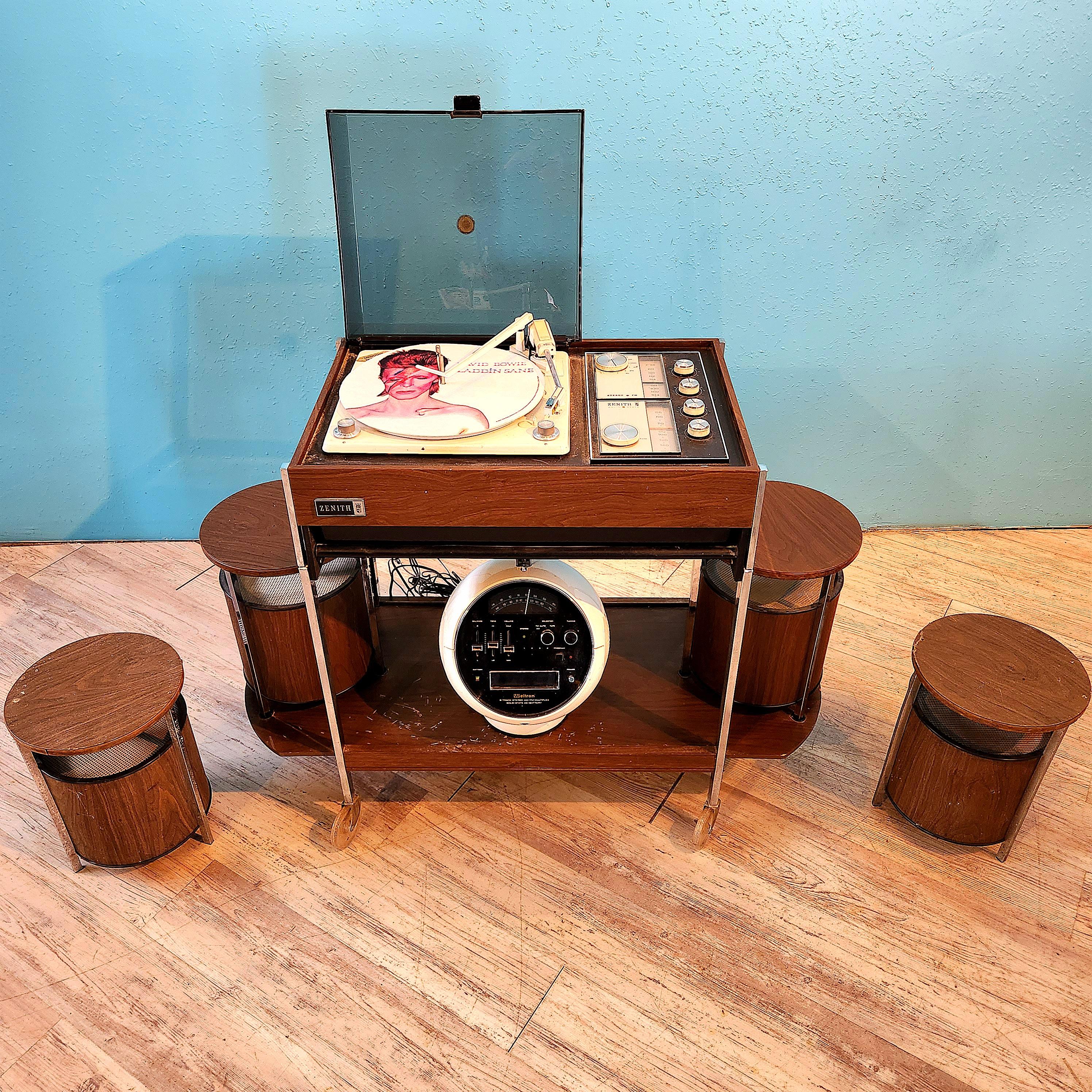 Mid Century Modern MCM funky swanky Zenith stereo console record player ...