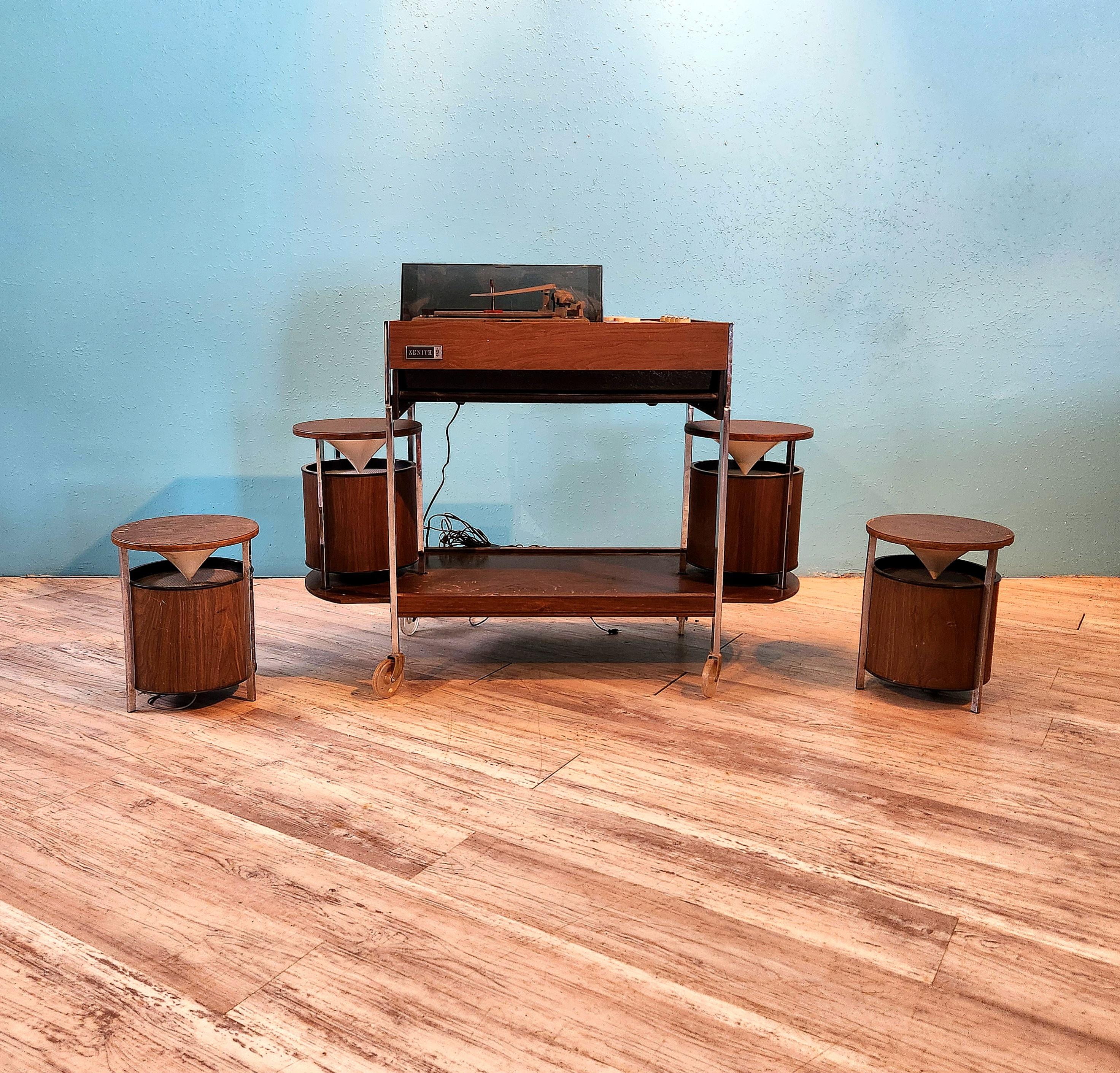Mid Century Modern MCM funky swanky Zenith stereo console record player ...