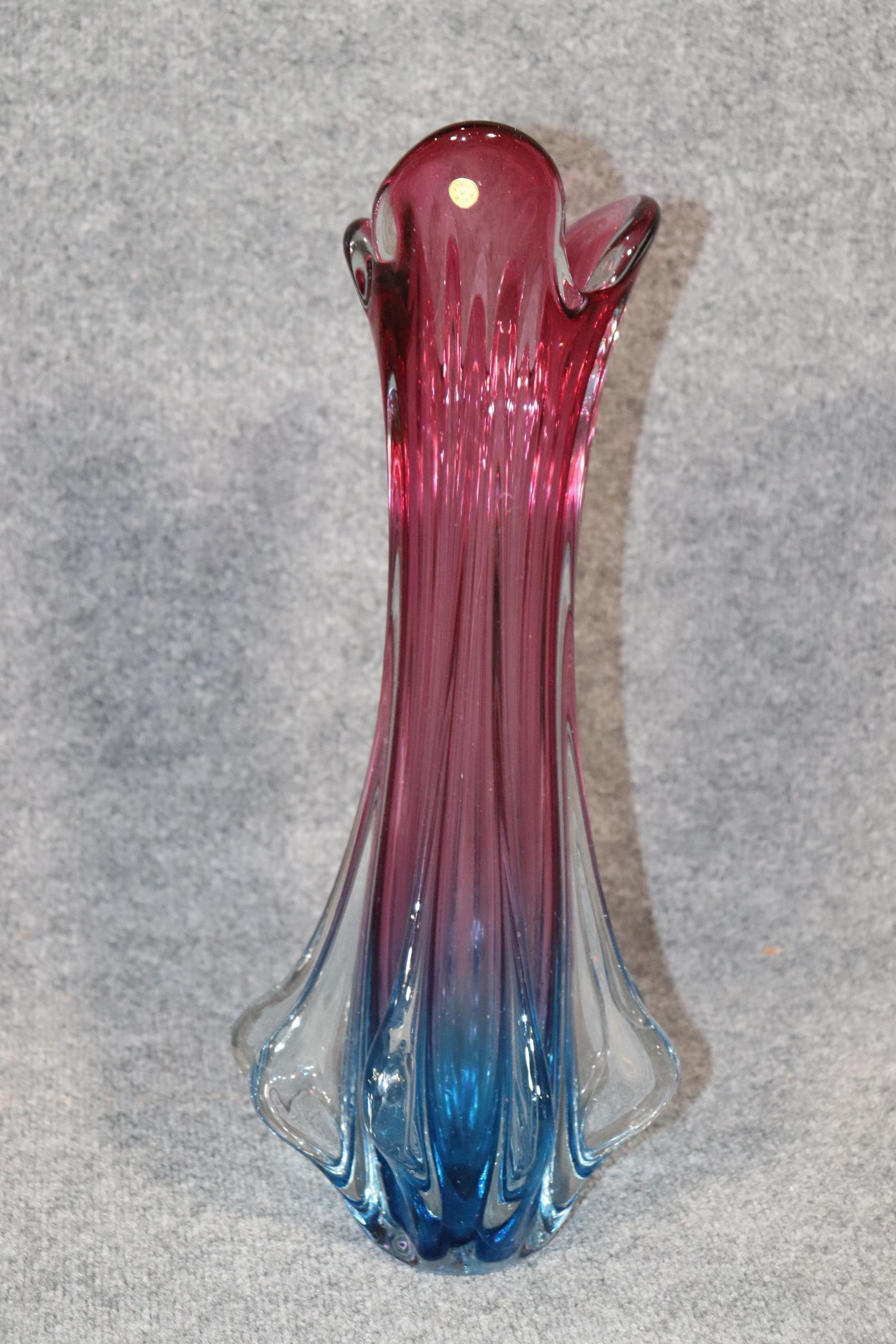 Mid-Century Modern MCM - Grand et magnifique vase en verre de Murano multicolore, moderne du milieu du siècle dernier en vente