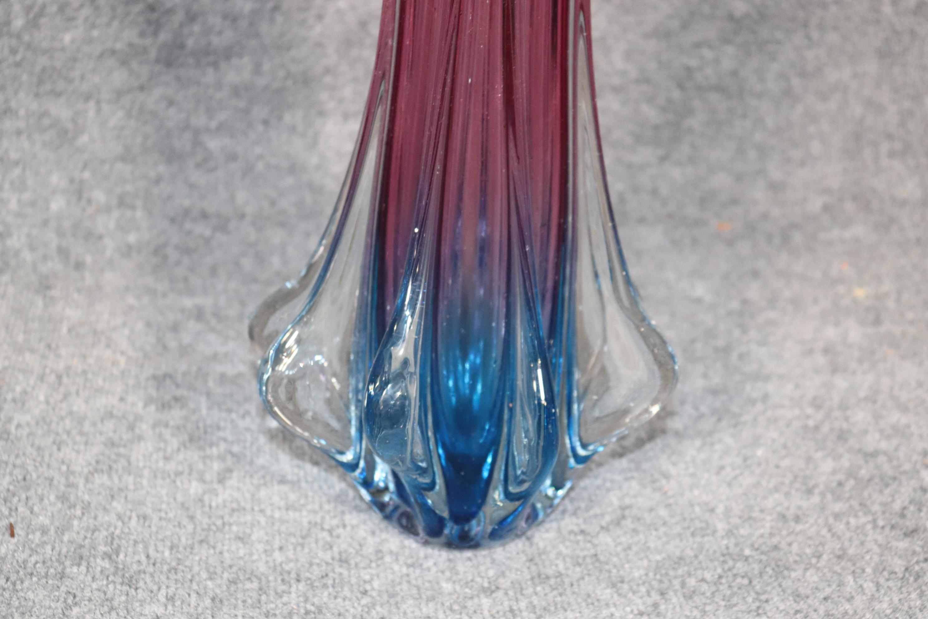 Italian Mid-Century Modern Mcm Large Beautiful Murano Glass Multi Colored Vase For Sale