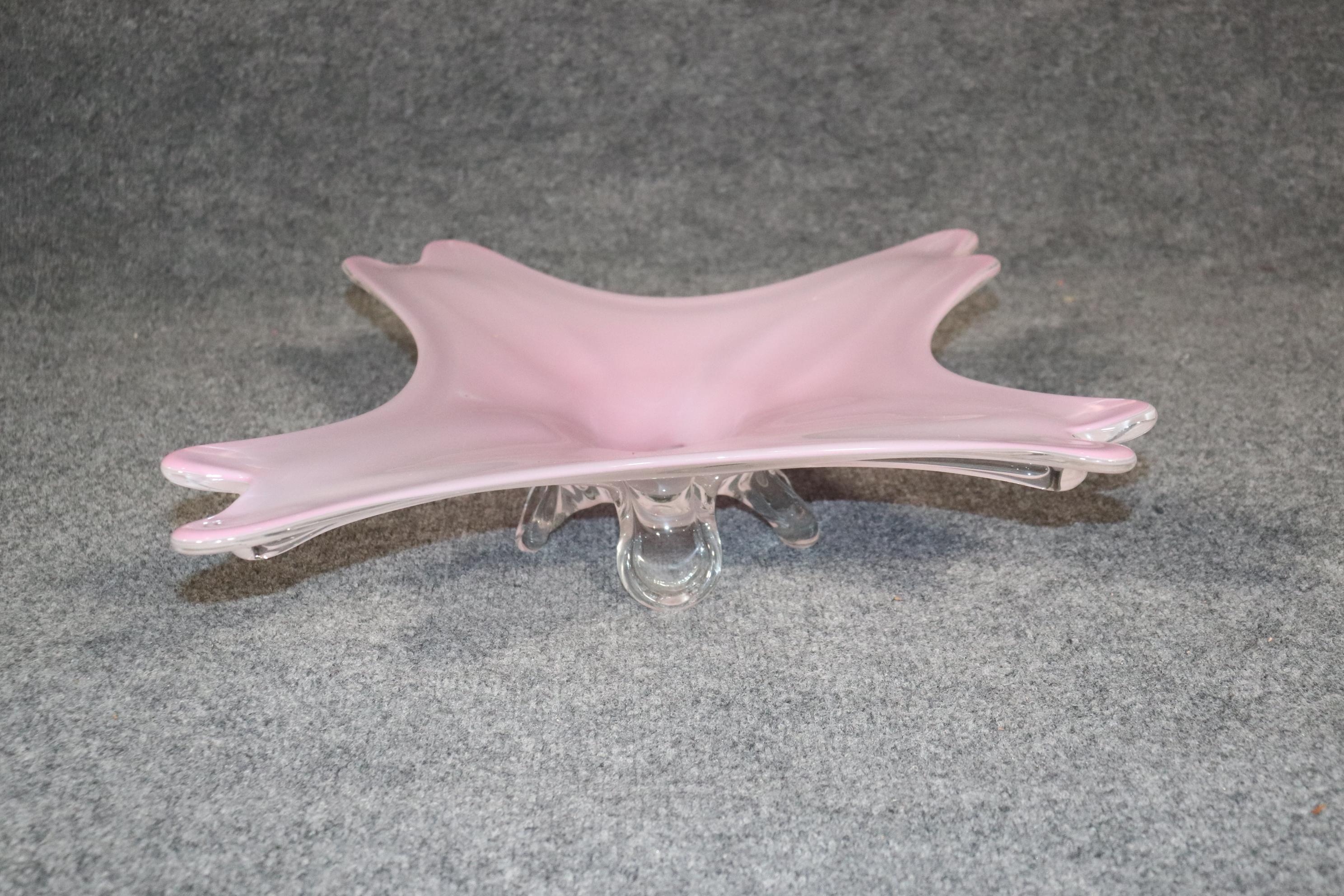 Dimensions: H: 5 1/4in W: 20 1/2in D: 16 1/2in
This is an Incredible example of some of the fine work that Murano Produced. The size and colors of this piece make it a rare commodity. This Centerpiece or tray will look great in any Home or office