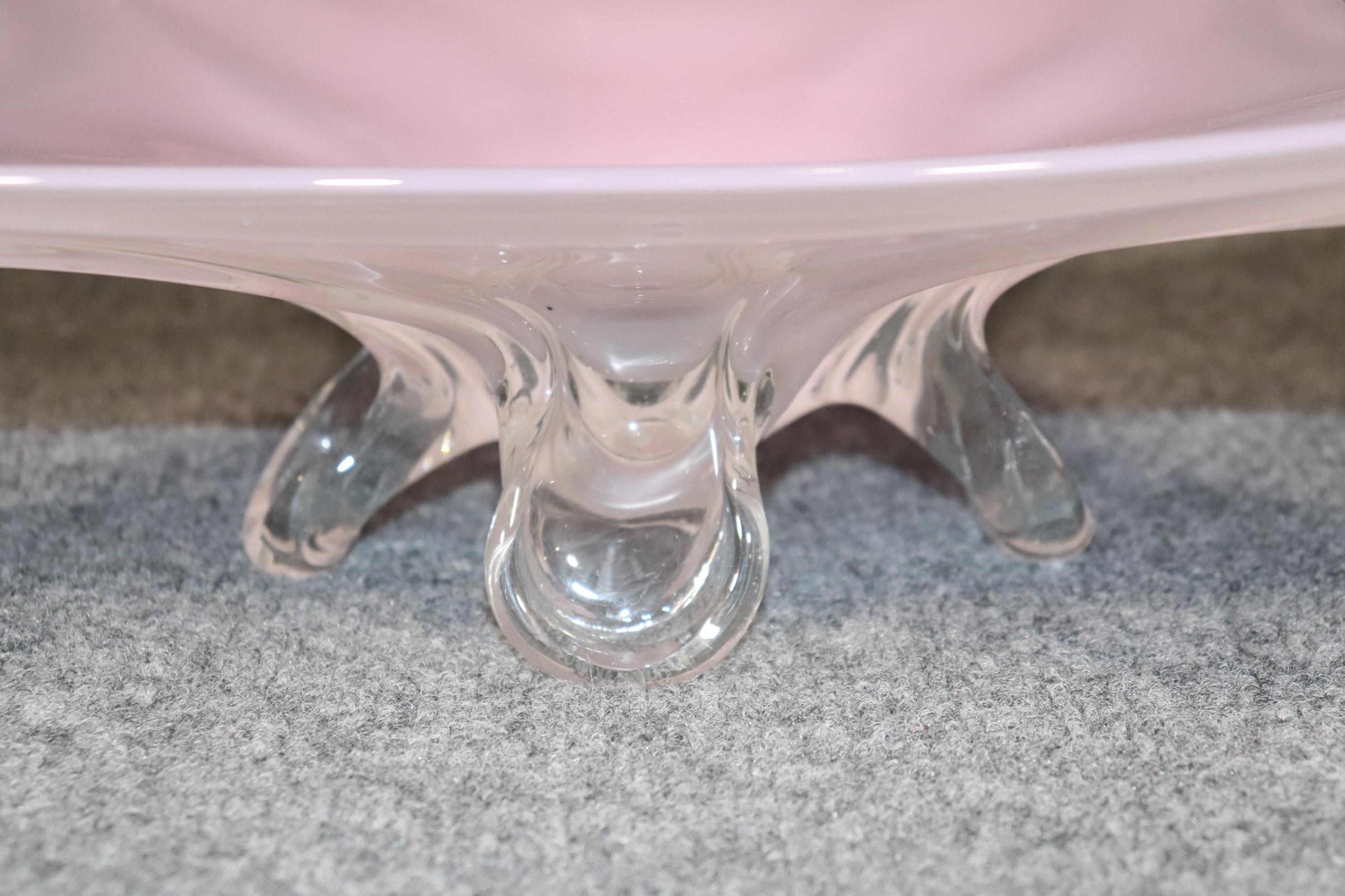Centro de mesa de cristal de Murano italiano rosa MCM Mid Century Modern siglo XX en venta