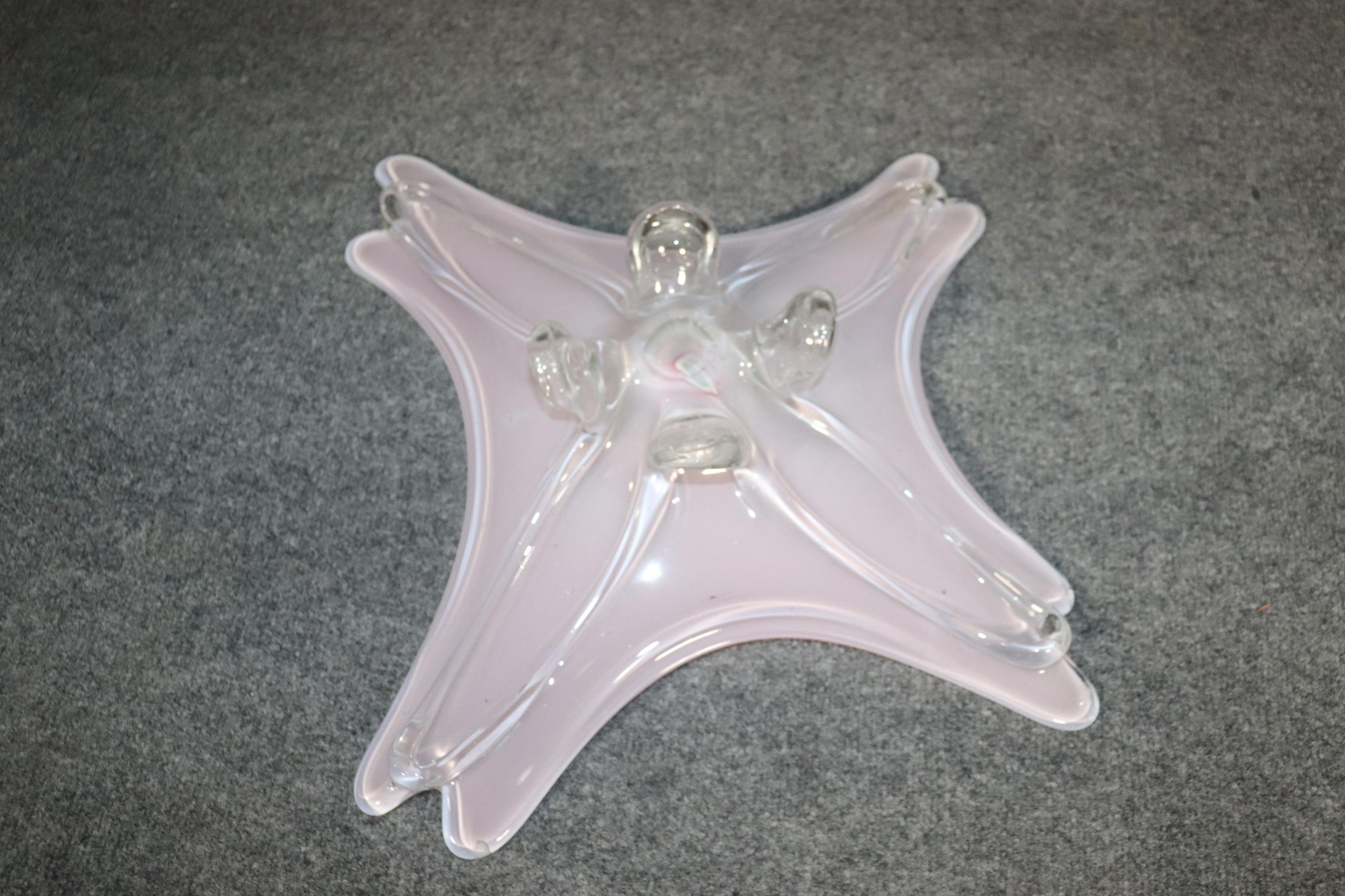 Centro de mesa de cristal de Murano italiano rosa MCM Mid Century Modern Cristal de Murano en venta