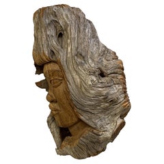 Buste de table sculpté en bois sculpté, sculpture moderne du milieu du siècle dernier de Mcroy