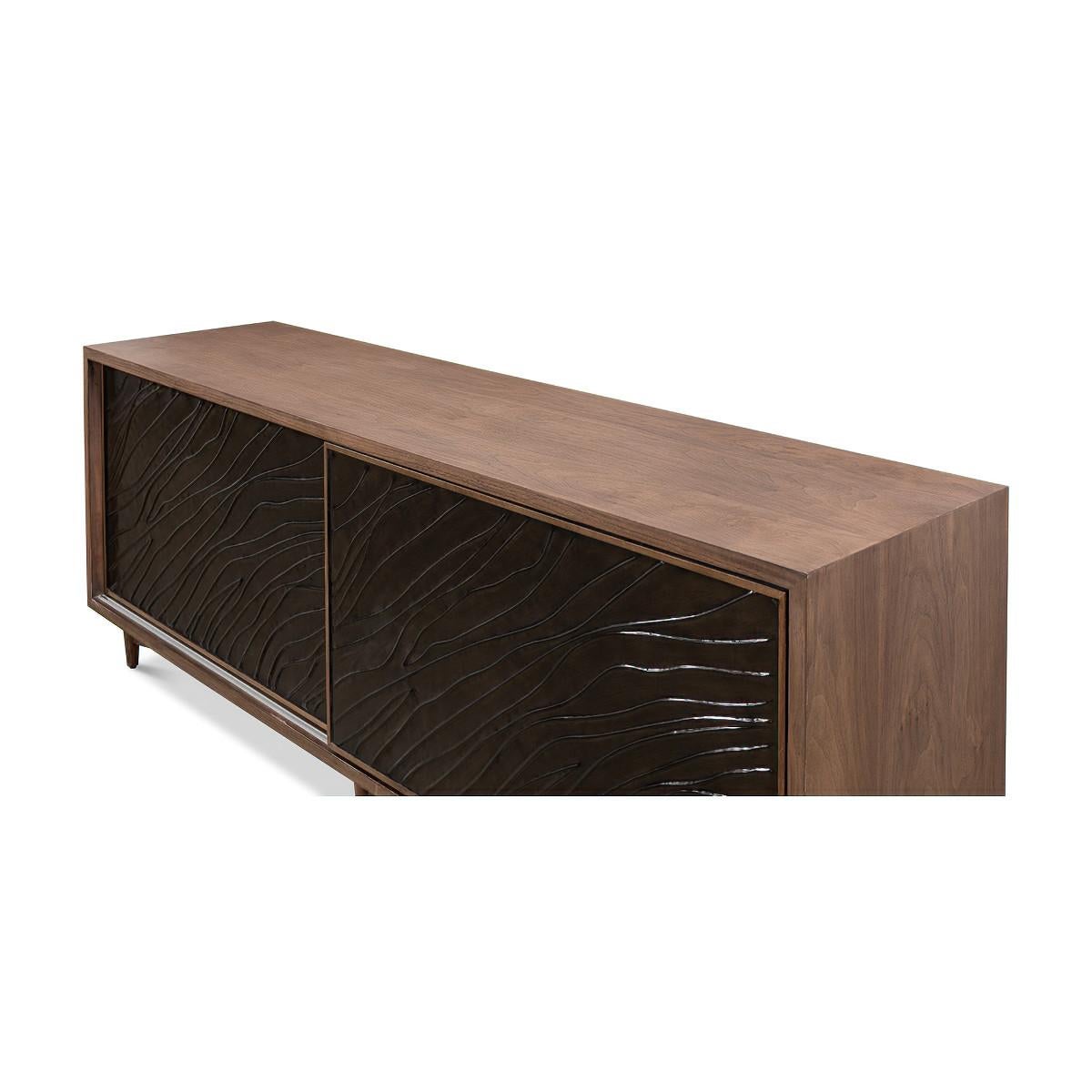 Contemporary Mid-Century Modern Media Storage Cabinet For Sale