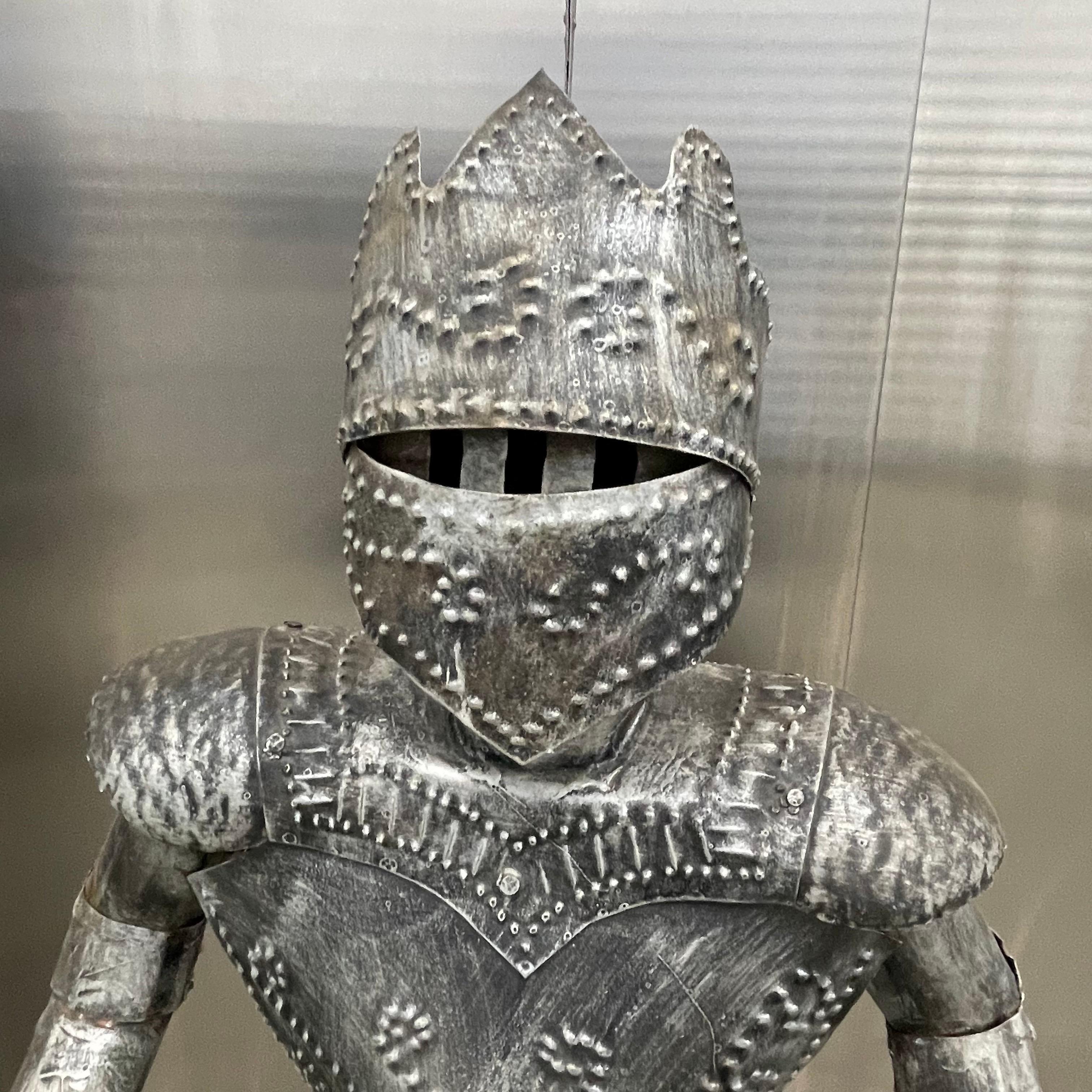 Tin Mid Century Modern Medieval Knight In Armor For Sale