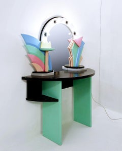 Mid-Century Modern Memphis Style Dressing Table/ Vanity in Lacquered Wood, 1960s