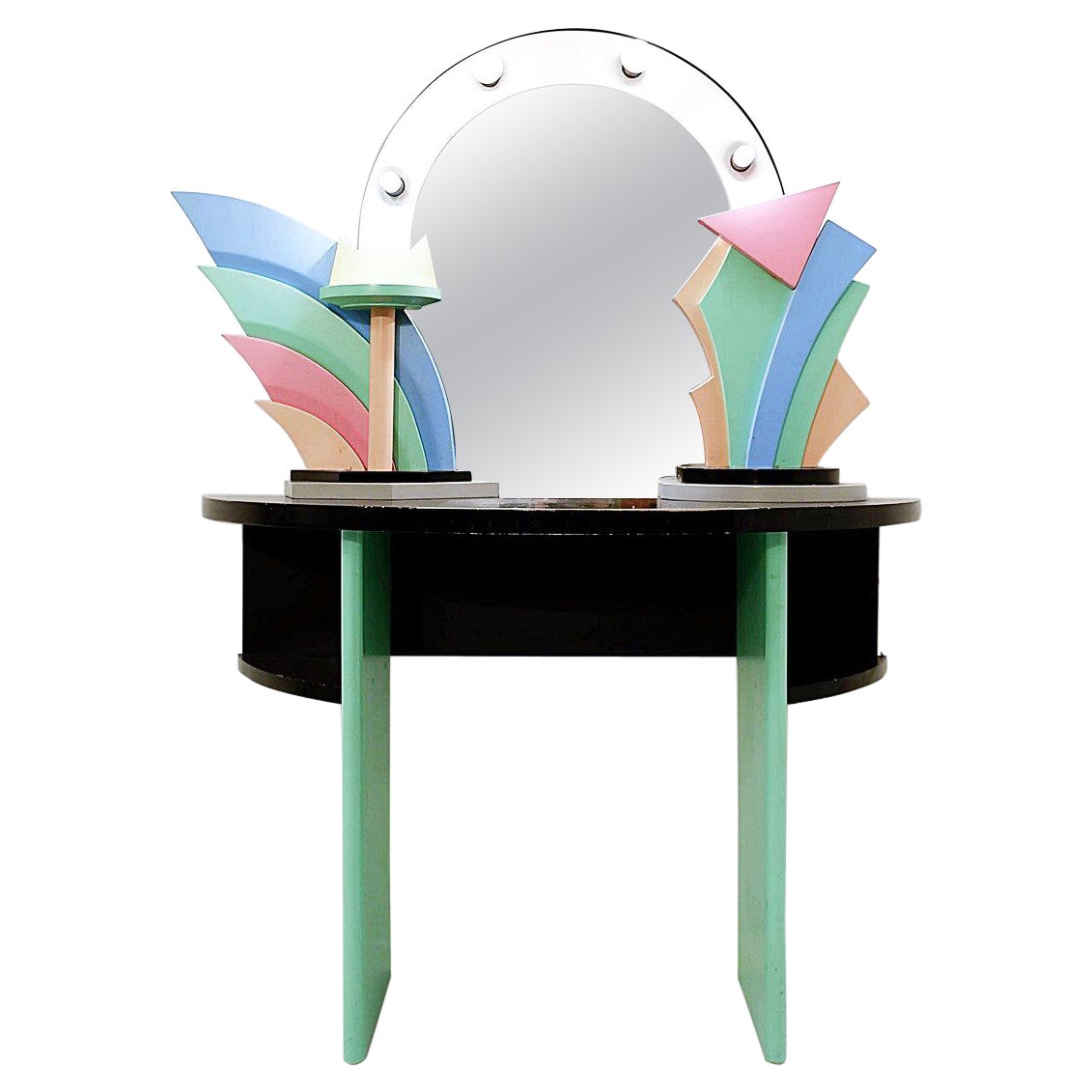 Mid-Century Modern-Kleidertisch im Memphis-Stil/Schminktisch aus lackiertem Holz, 1960er Jahre