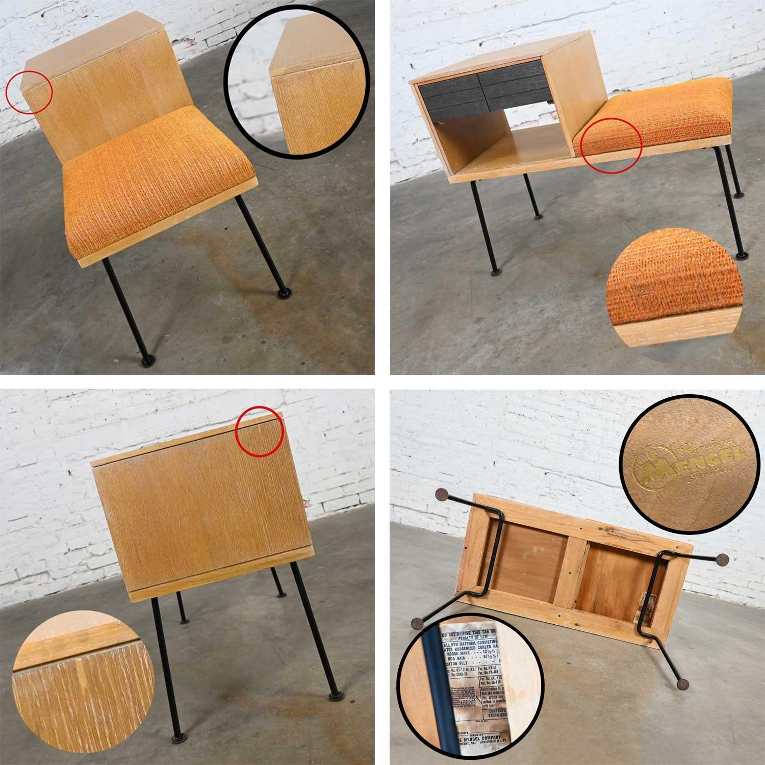Banc de téléphone en chêne chaulé et cérusé Mengel, de style moderne du milieu du siècle dernier, par Raymond Lowey en vente 7