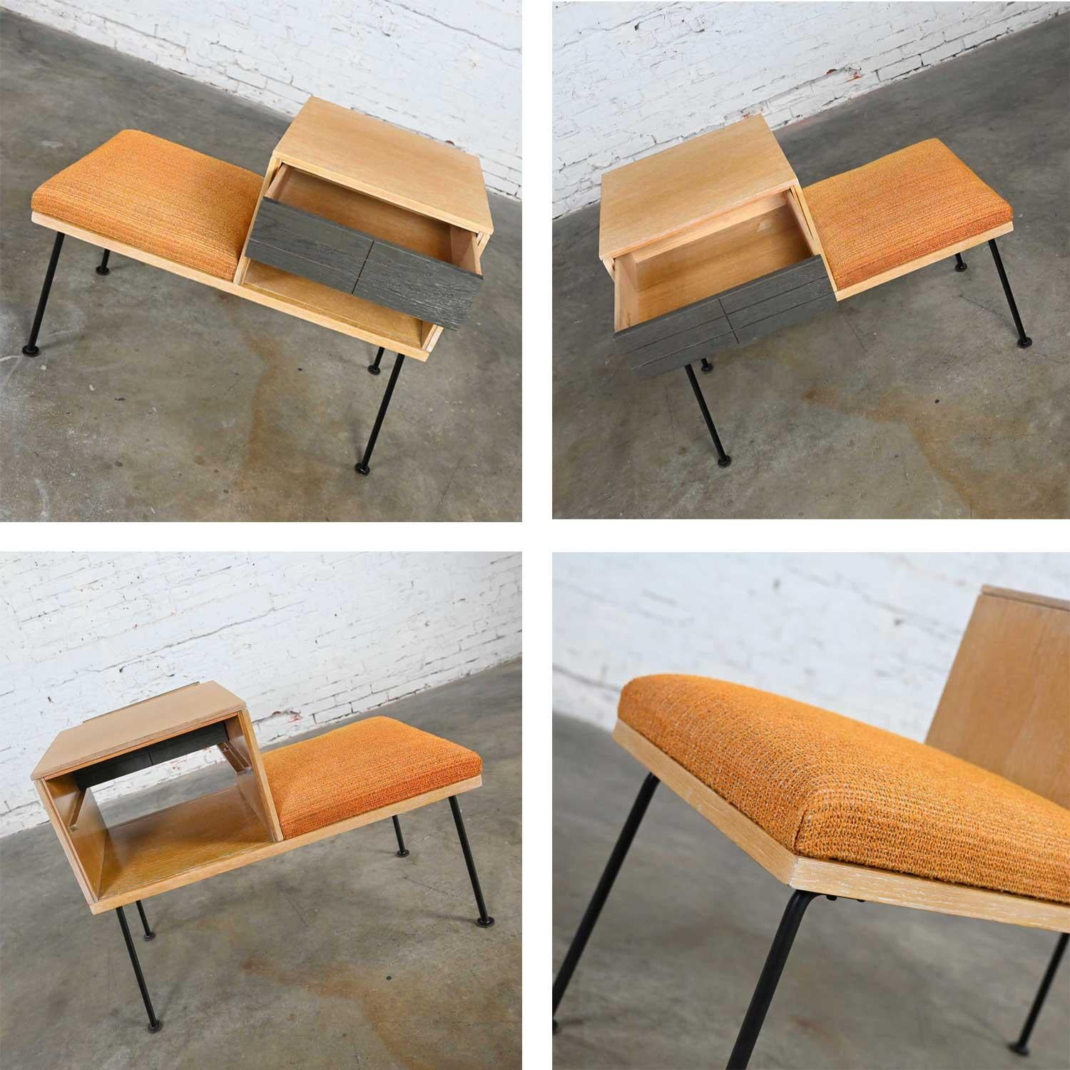 Mid-Century Modern Mengel Limed & Cerused Oak Telephone Bench by Raymond Lowey For Sale 10