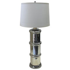 Mid-Century Modern Mercury Glass Faux Bamboo Table Lamp