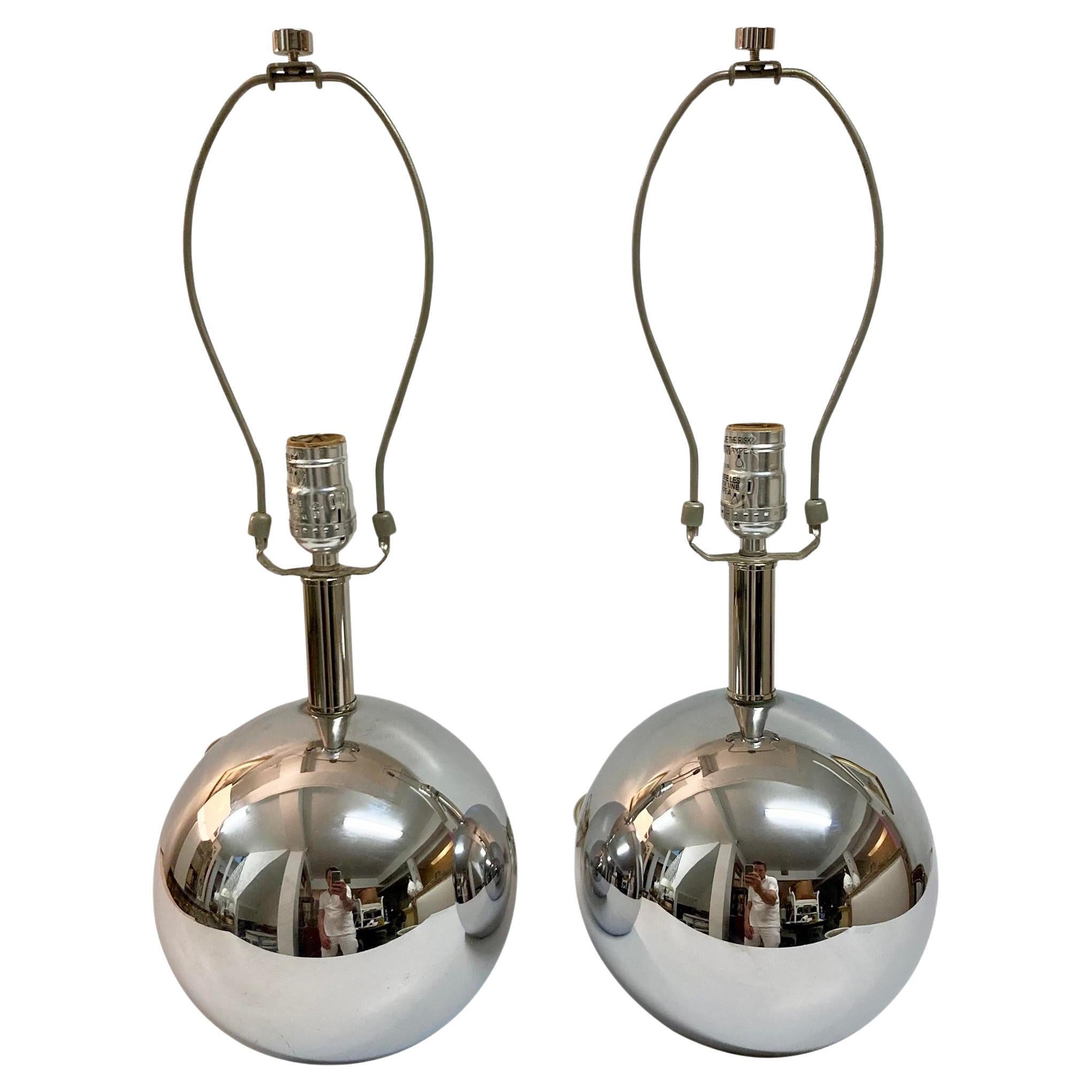 Pareja de lámparas de sobremesa con espejo de cristal de mercurio modernas de mediados de siglo en venta